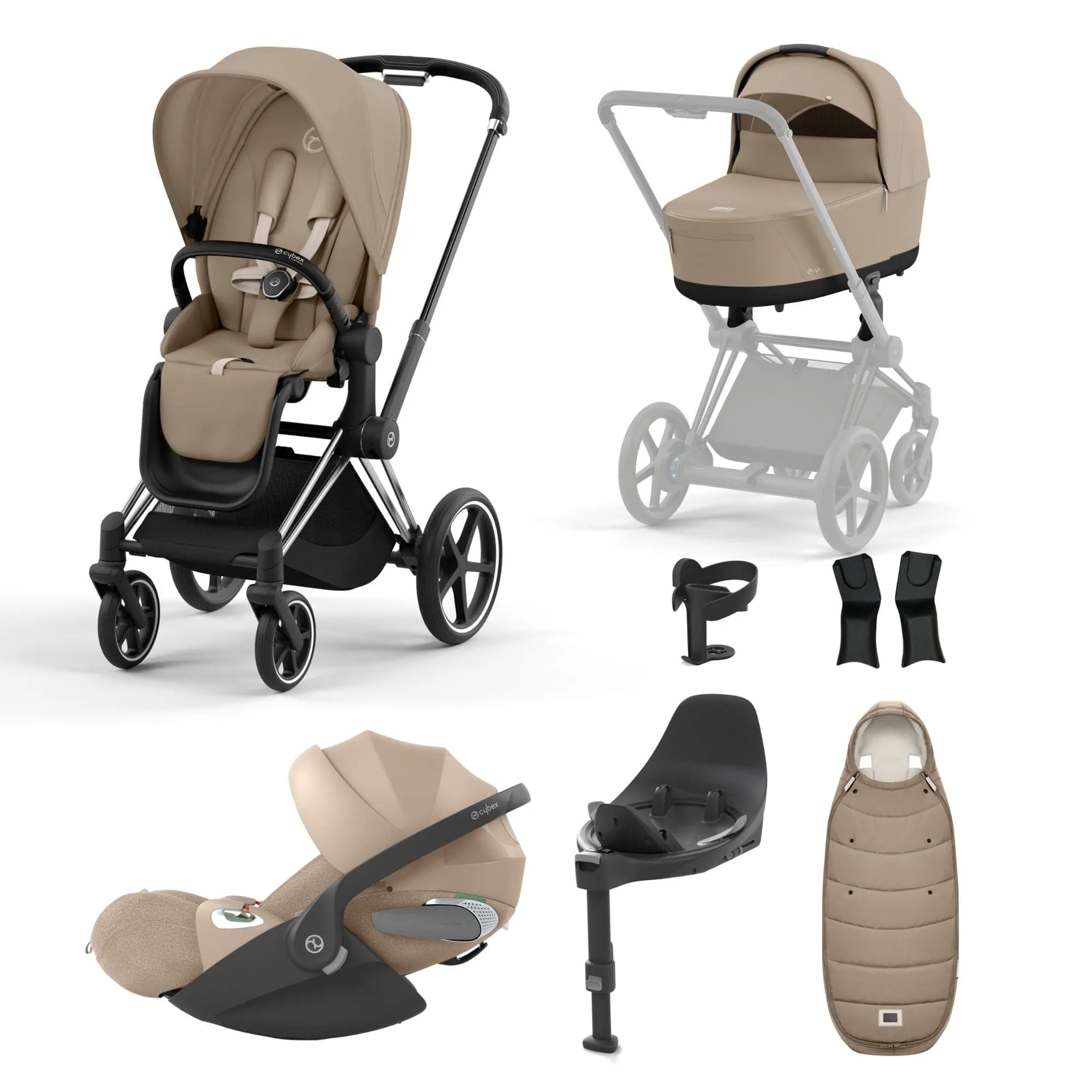 Cybex Priam Travel System With Cloud T in Cozy Beige