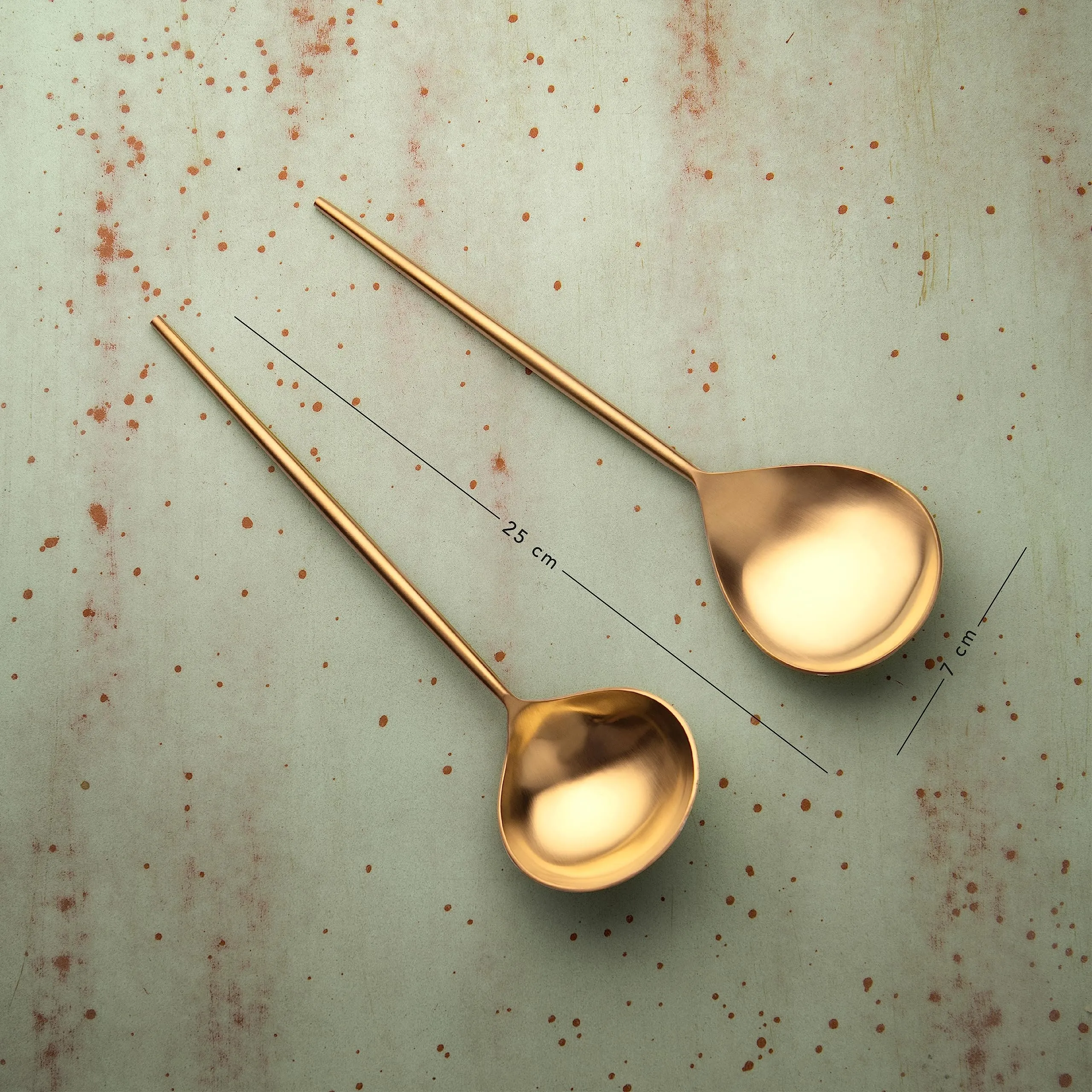 Ellementry Aura Gold Serving Set of Two| Serving Spoon Set for Home and Restaurant| Stainless Steel |Food Grade Dinnerware & Tableware Set | Ladle Set for Serving Rice/Pasta/Subzi/Curry/Food