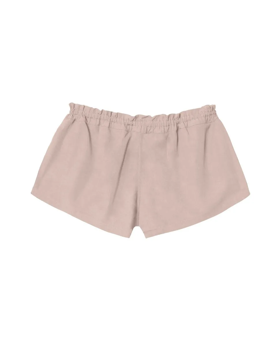 Eos Drawstring Organic Low-Rise Bamboo Poplin Lounge Short - Blush