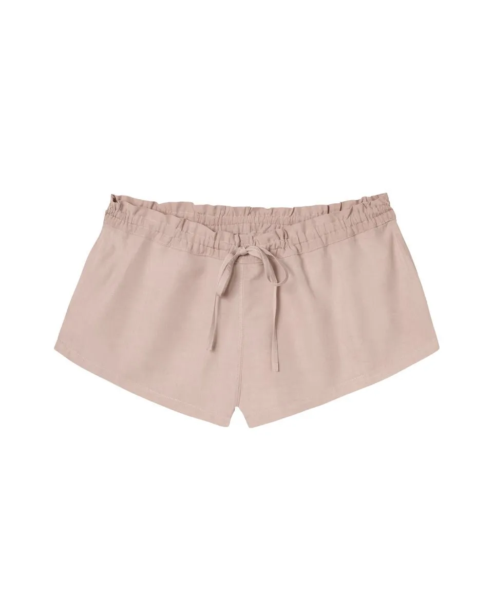 Eos Drawstring Organic Low-Rise Bamboo Poplin Lounge Short - Blush