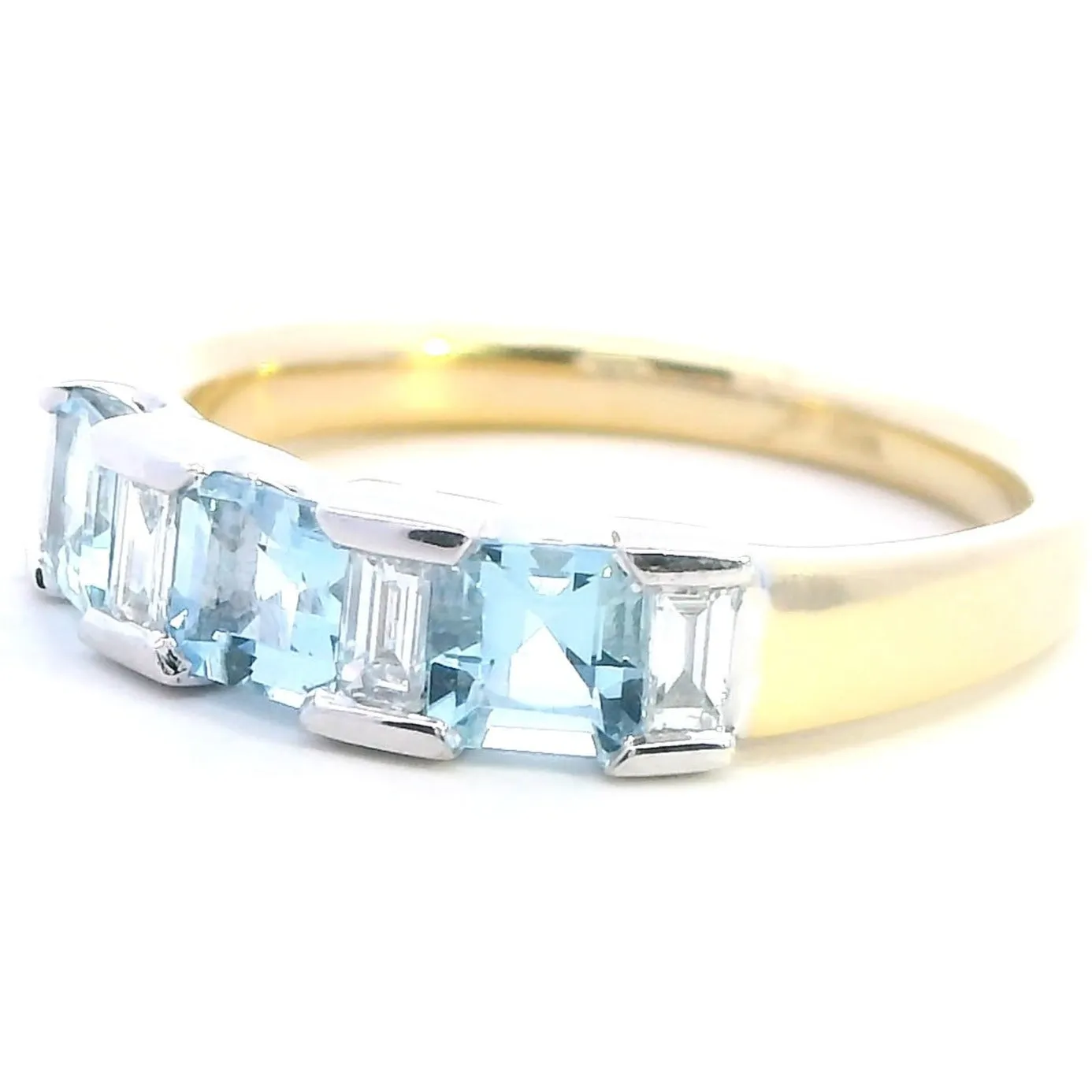 Exquisite 18ct Yellow and White Gold Aquamarine and Diamond Ring