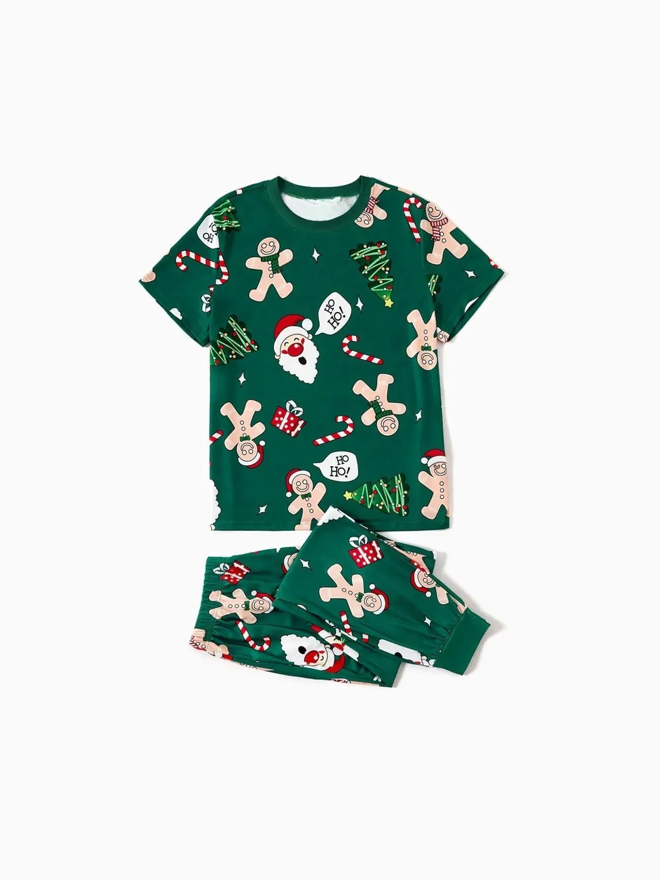 Family Christmas Pajama Set With Gingerbread And Christmas Tree Design