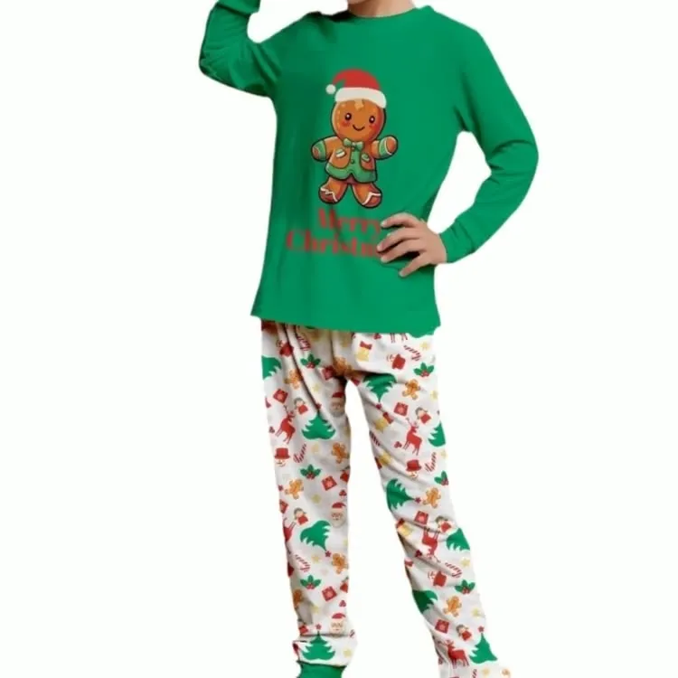 Family Parent-Child Christmas Cartoon Gingerbread Man Pajamas Set