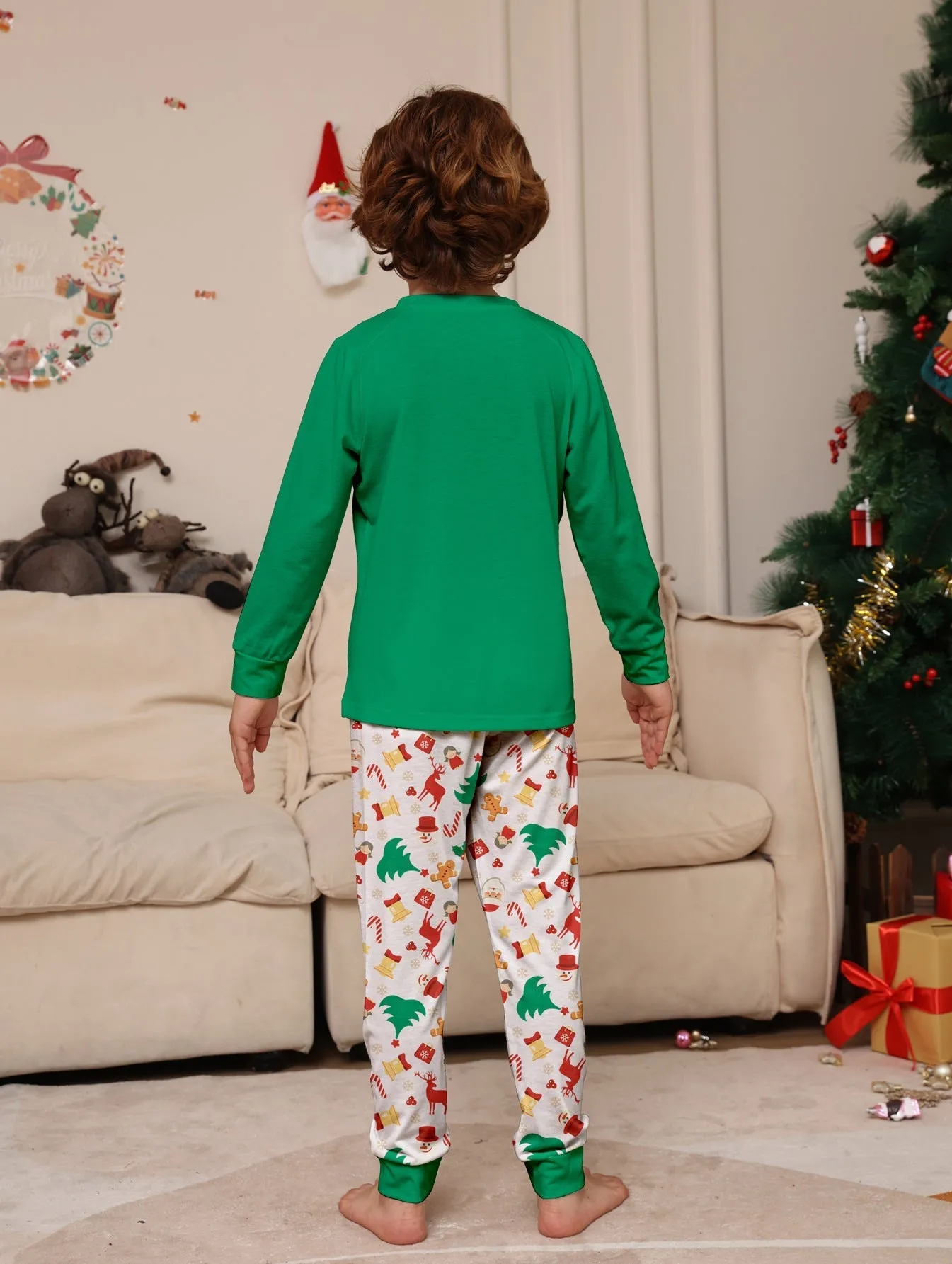 Family Parent-Child Christmas Cartoon Gingerbread Man Pajamas Set