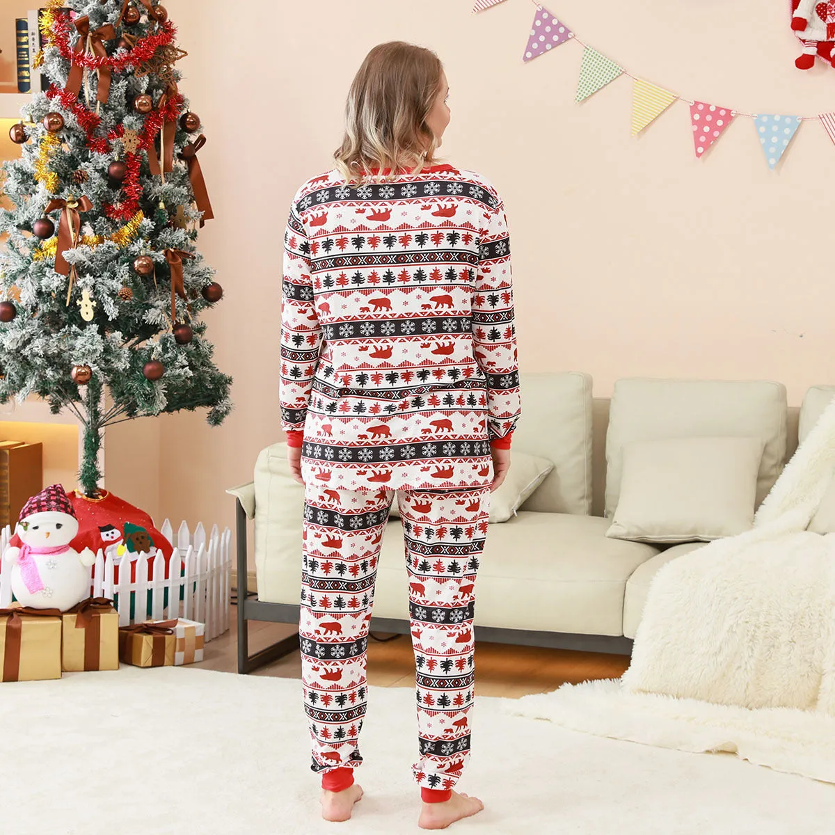 Family Parent-Child Christmas Red Forest Pajamas Set