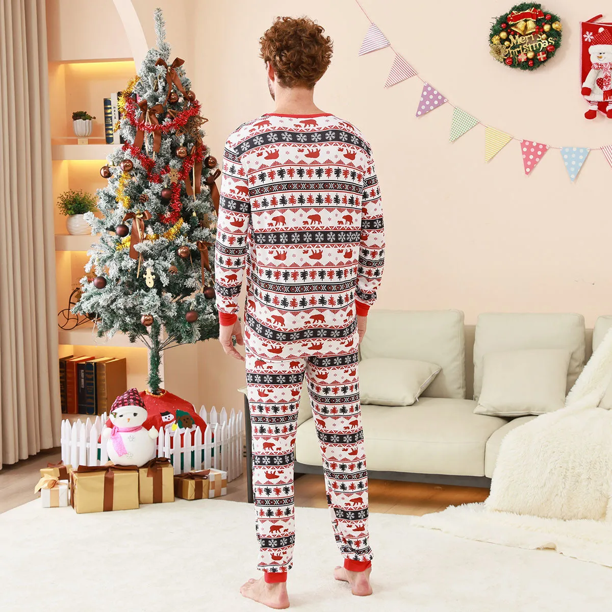 Family Parent-Child Christmas Red Forest Pajamas Set