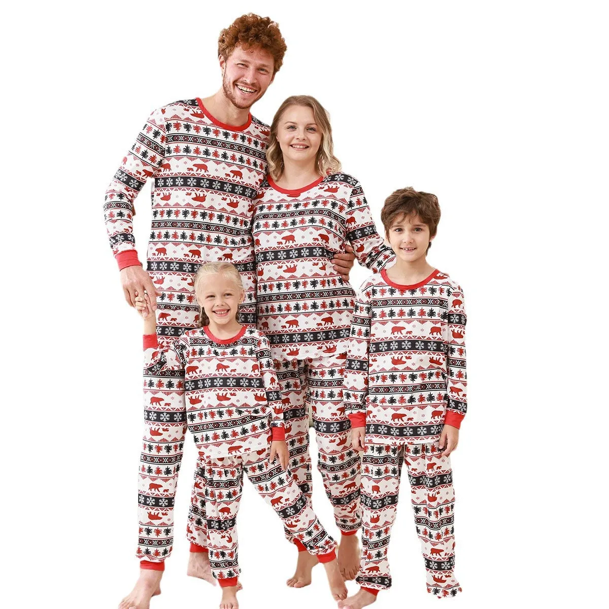 Family Parent-Child Christmas Red Forest Pajamas Set