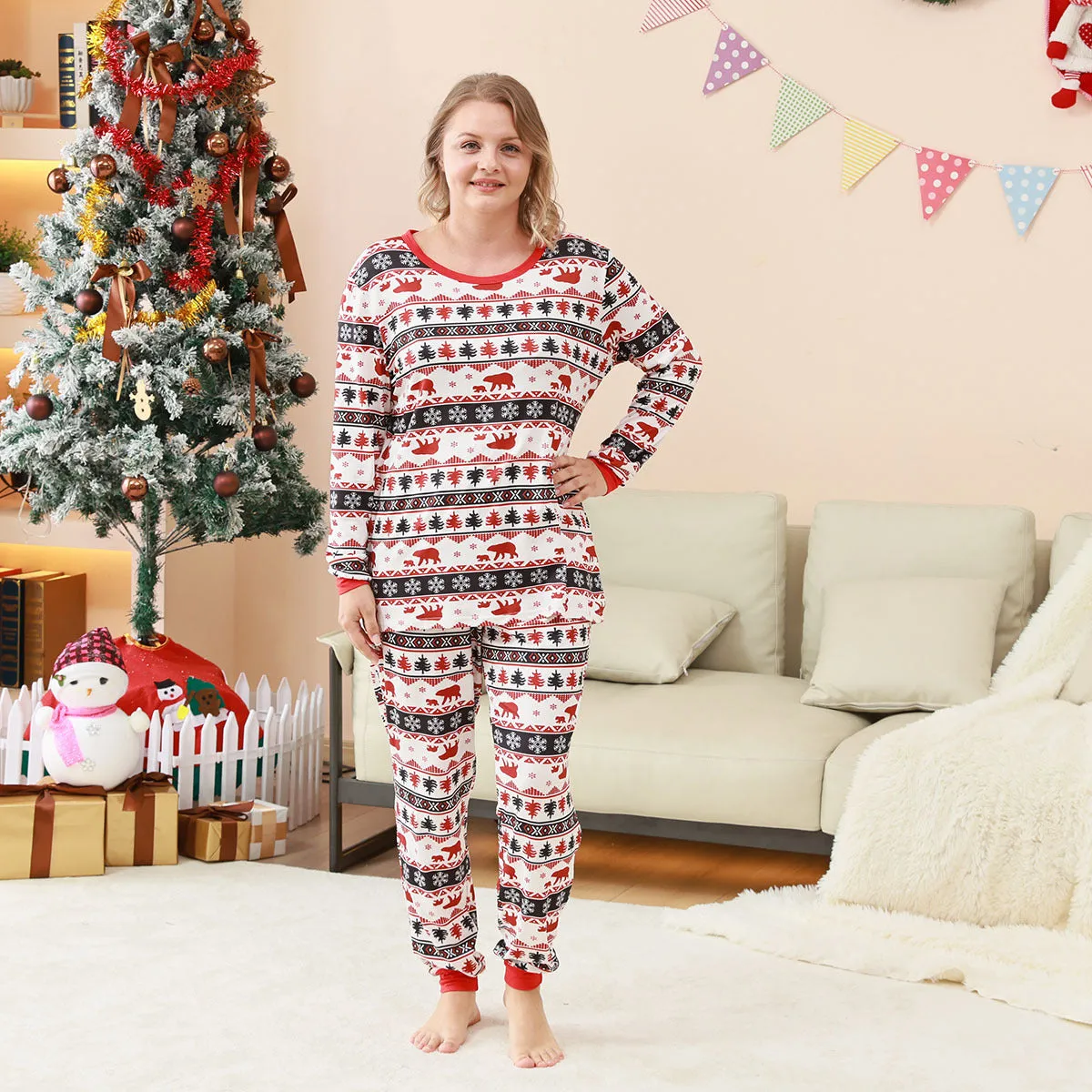 Family Parent-Child Christmas Red Forest Pajamas Set