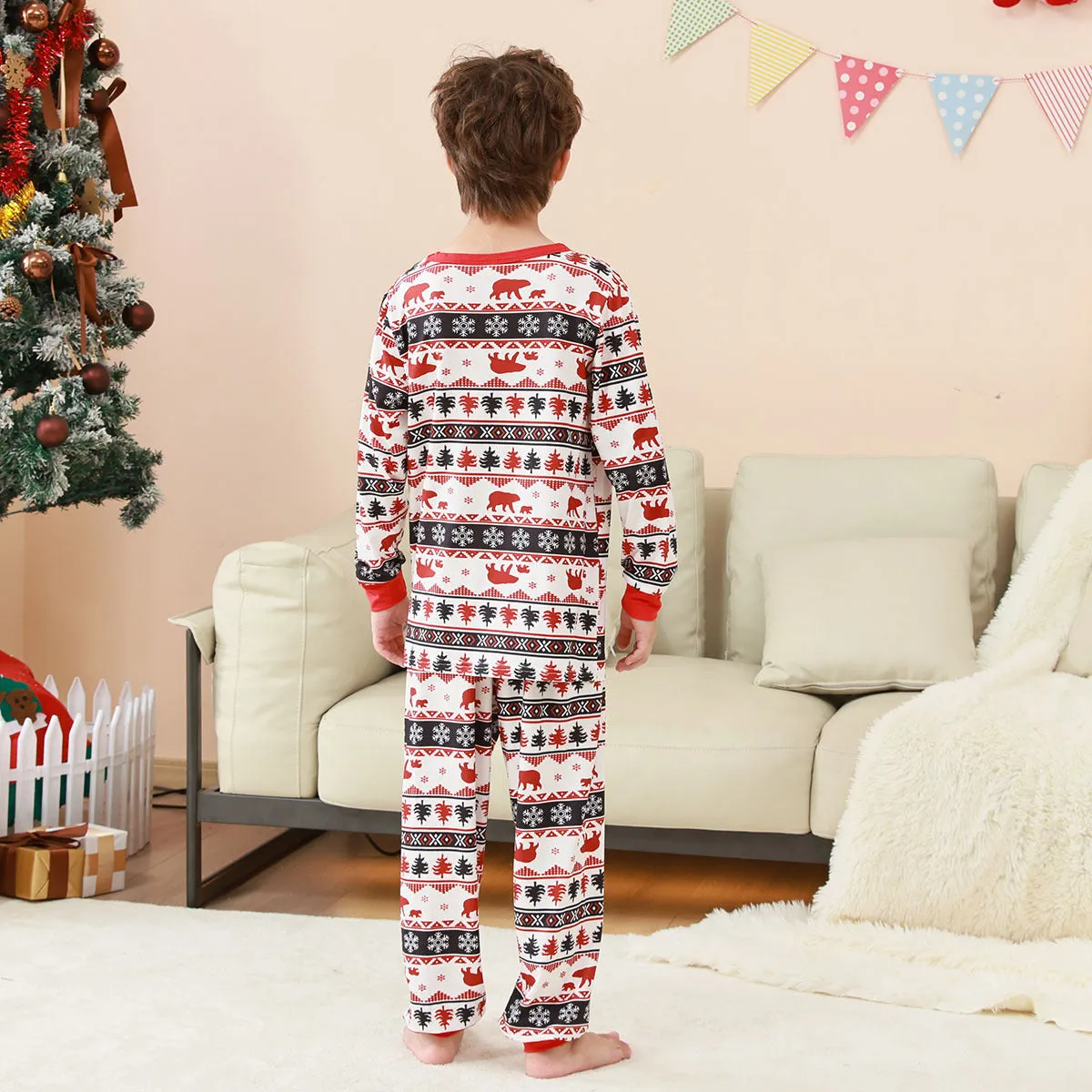 Family Parent-Child Christmas Red Forest Pajamas Set