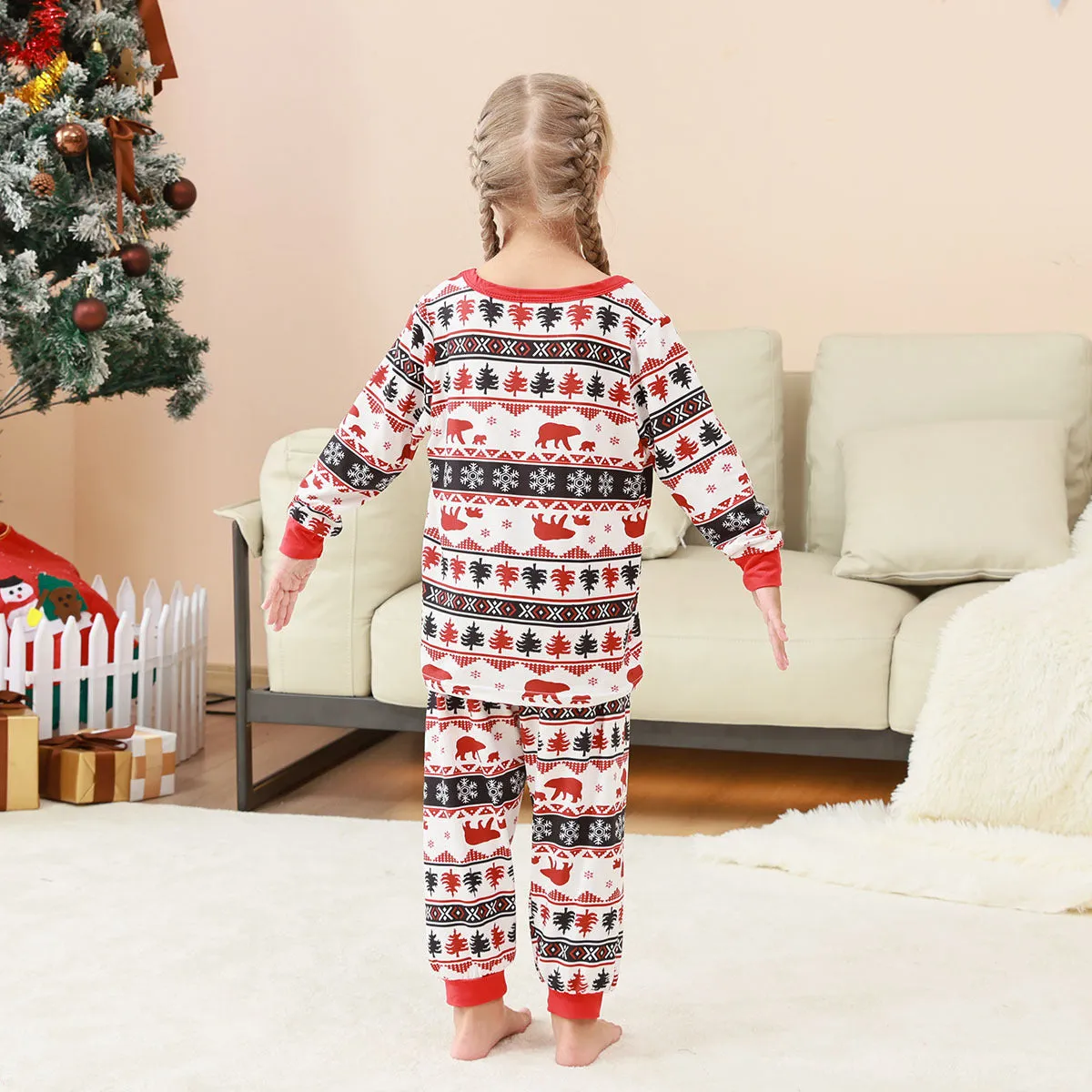 Family Parent-Child Christmas Red Forest Pajamas Set