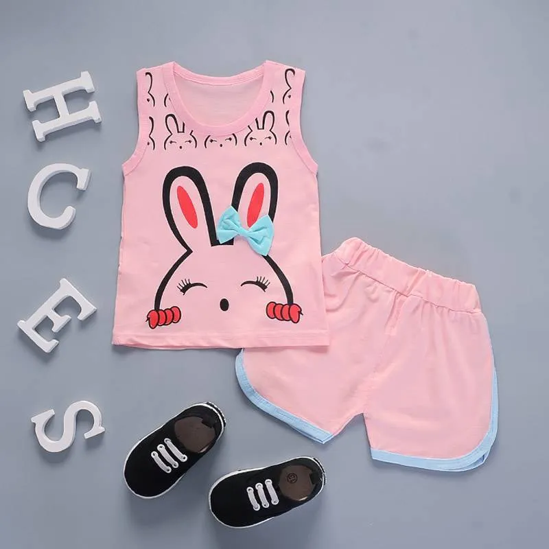 Fashion Cute Child Baby Girl Short Sleeve Suit