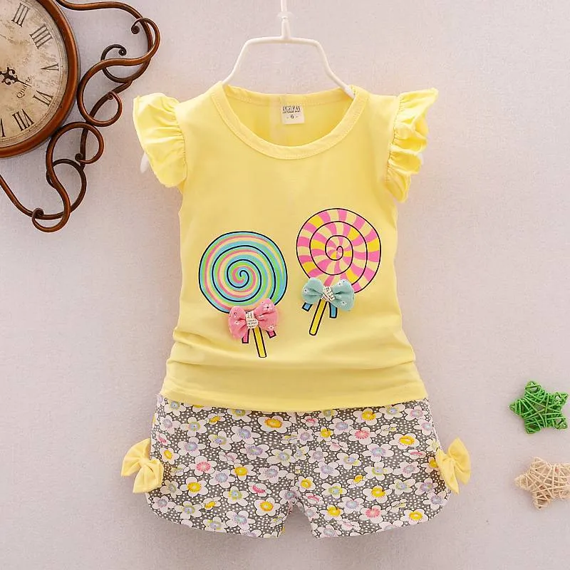 Fashion Cute Child Baby Girl Short Sleeve Suit