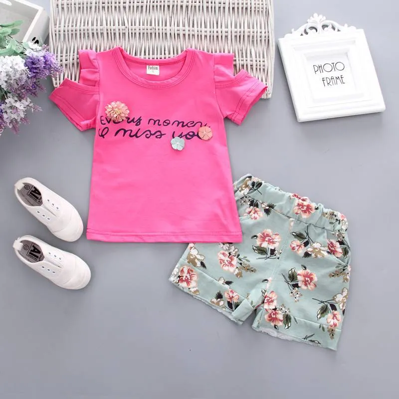 Fashion Cute Child Baby Girl Short Sleeve Suit