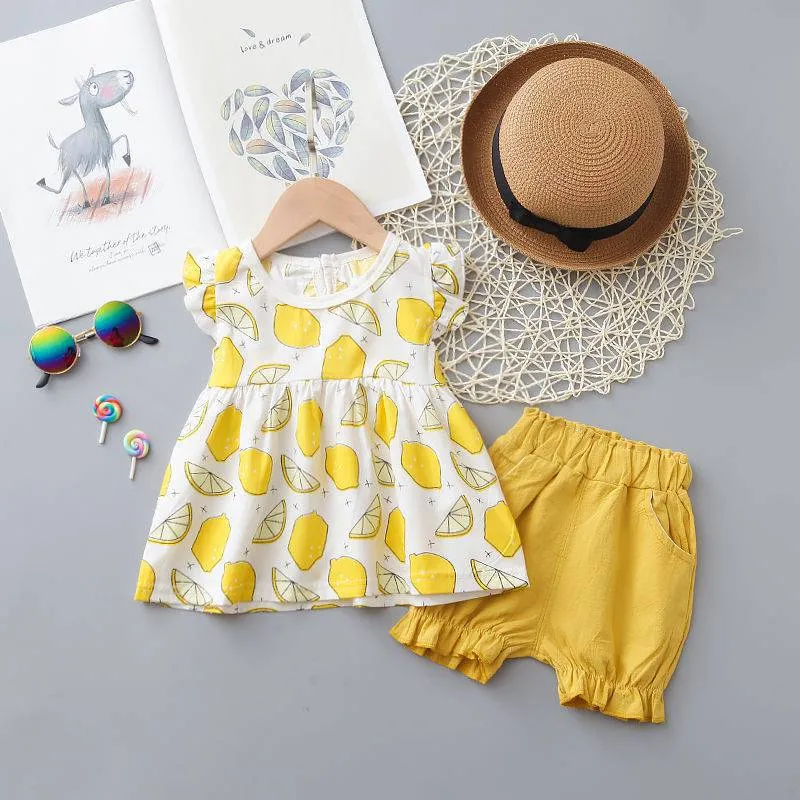 Fashion Cute Child Baby Girl Short Sleeve Suit