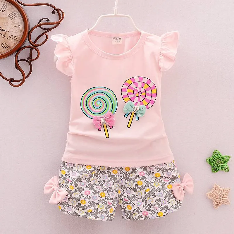 Fashion Cute Child Baby Girl Short Sleeve Suit