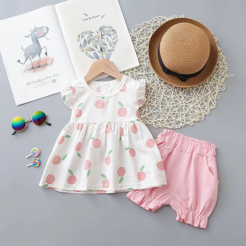 Fashion Cute Child Baby Girl Short Sleeve Suit