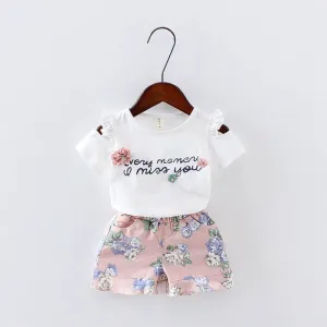 Fashion Cute Child Baby Girl Short Sleeve Suit