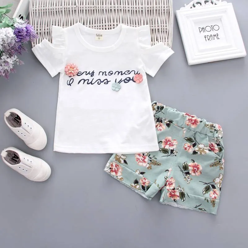 Fashion Cute Child Baby Girl Short Sleeve Suit