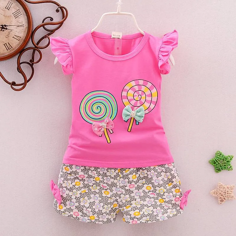 Fashion Cute Child Baby Girl Short Sleeve Suit