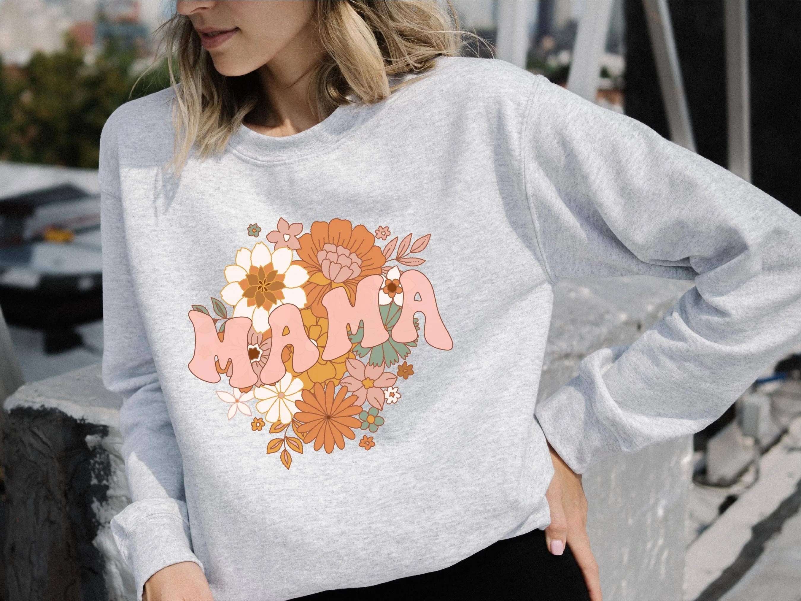 Floral Mama Crewneck Sweatshirt  Spring Mom Pullover Gift