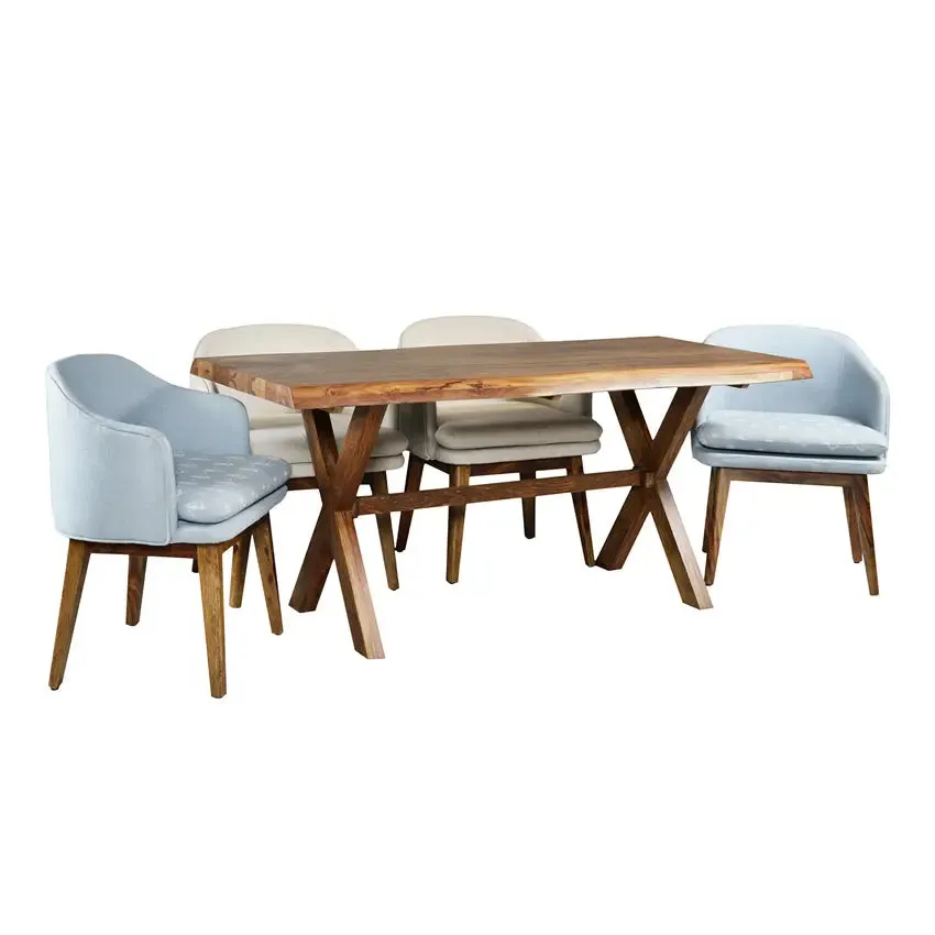 Freya Sheesham Wood 6 Seater Dining Set with Live Edges