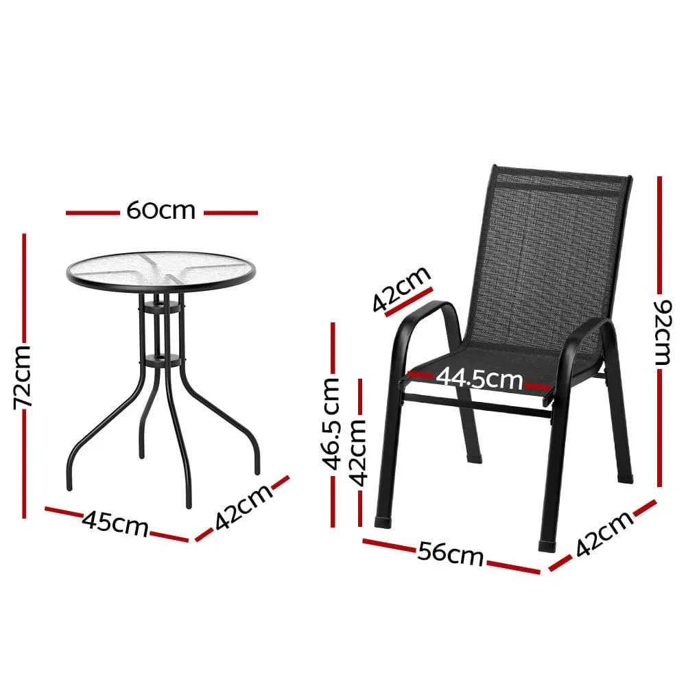 Gardeon Outdoor Furniture Five Piece Table and chairs Stackable Bistro Set Patio Coffee