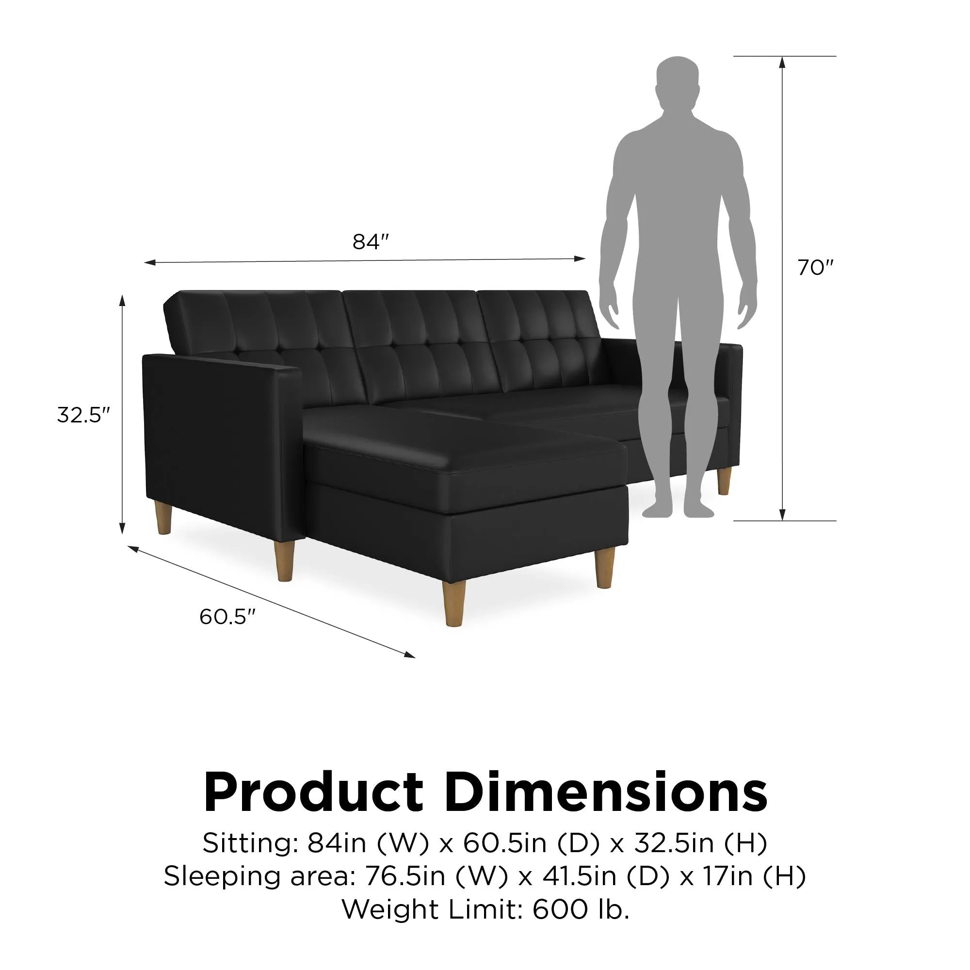 Hartford Storage Sectional Futon and Ottoman