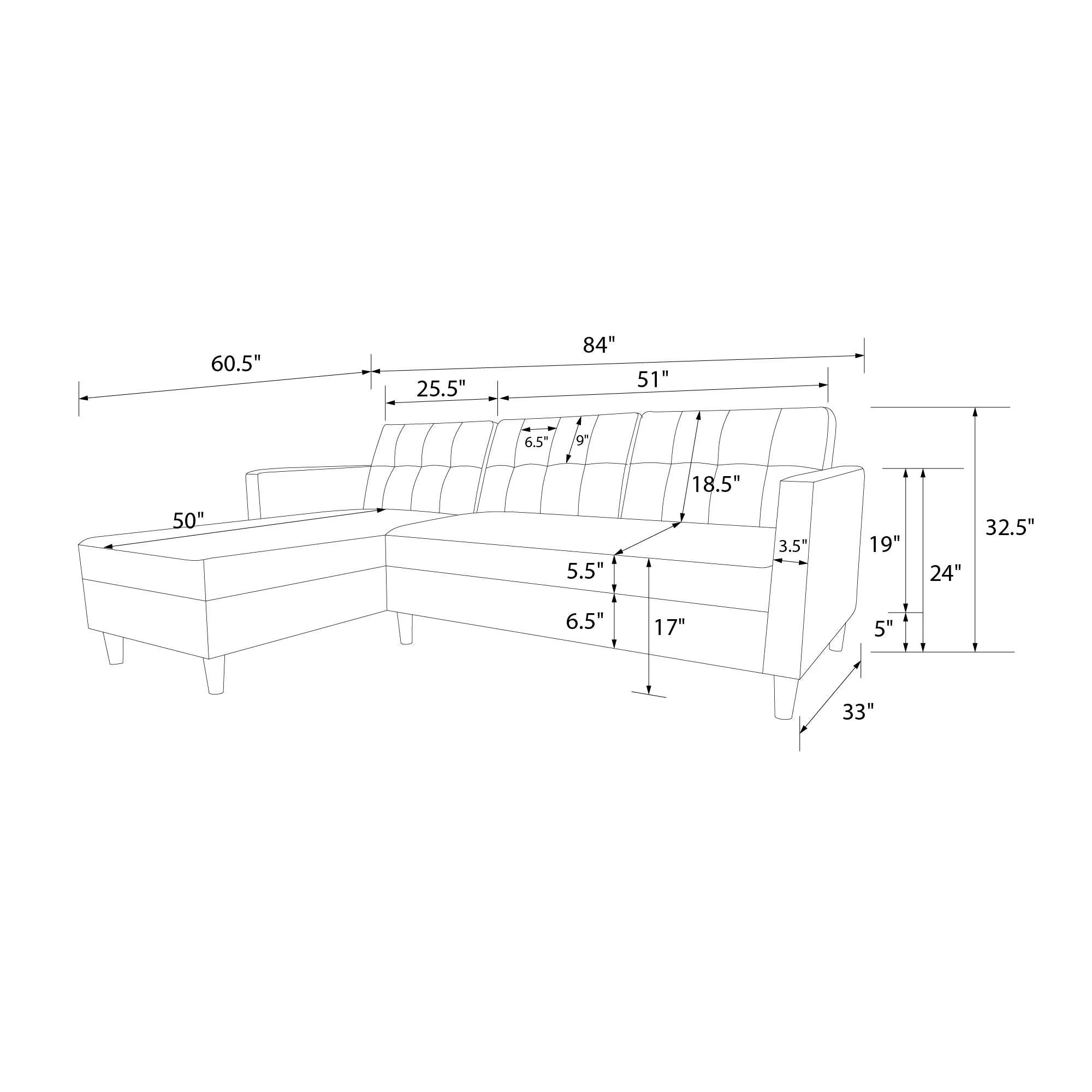 Hartford Storage Sectional Futon and Ottoman