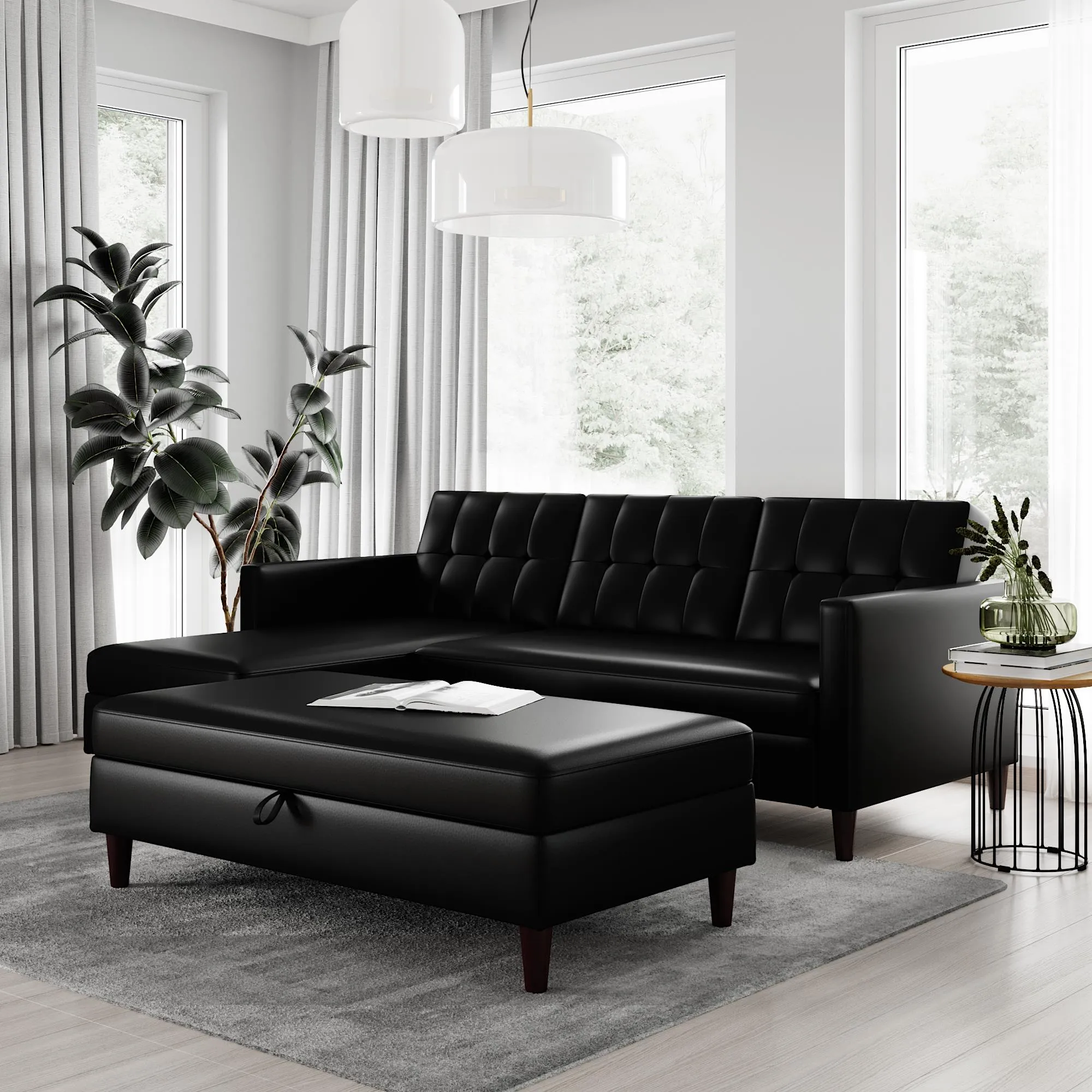 Hartford Storage Sectional Futon and Ottoman