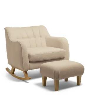 Hilston Cuddle Chair & Footstool Set - Oatmeal Boucle