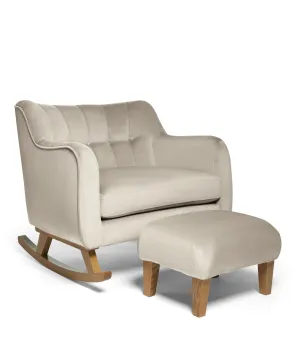 Hilston Cuddle Chair & Footstool Set - Stone Velvet