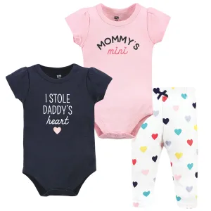 Hudson Baby Cotton Bodysuit and Pant Set, Bold Mom Dad