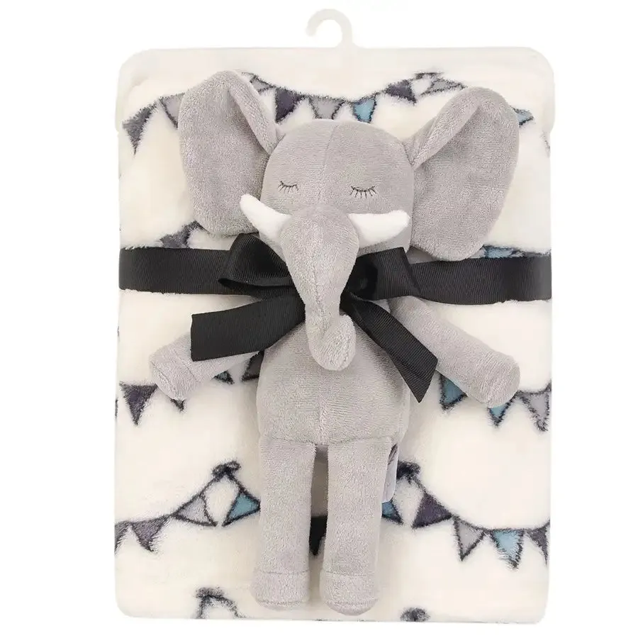 Hudson Baby Plush Blanket And Toy - Modern Elephant