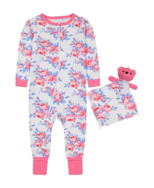 Infant Girls English Rose Zip-Front Coverall Pajama