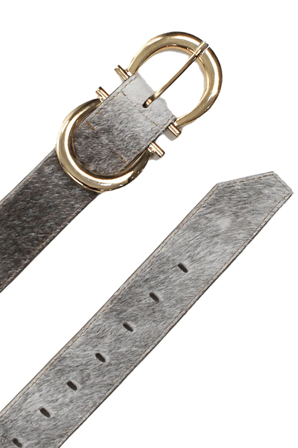 Ivy Double Buckle Belt Natural Cowhide