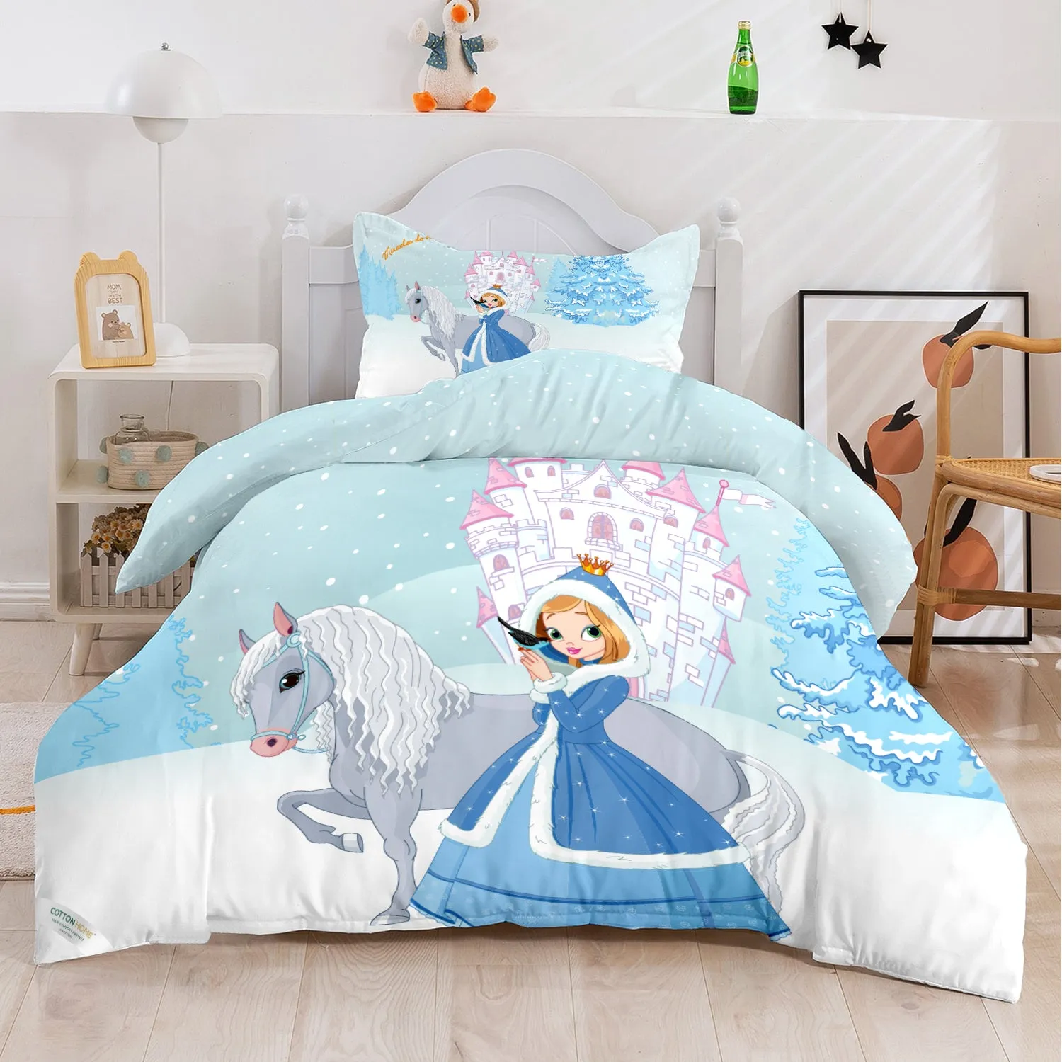 Kids Duvet Cover Set 3 Pcs - Snow Princes Print | 135x220cm | Microfiber | Cotton Home