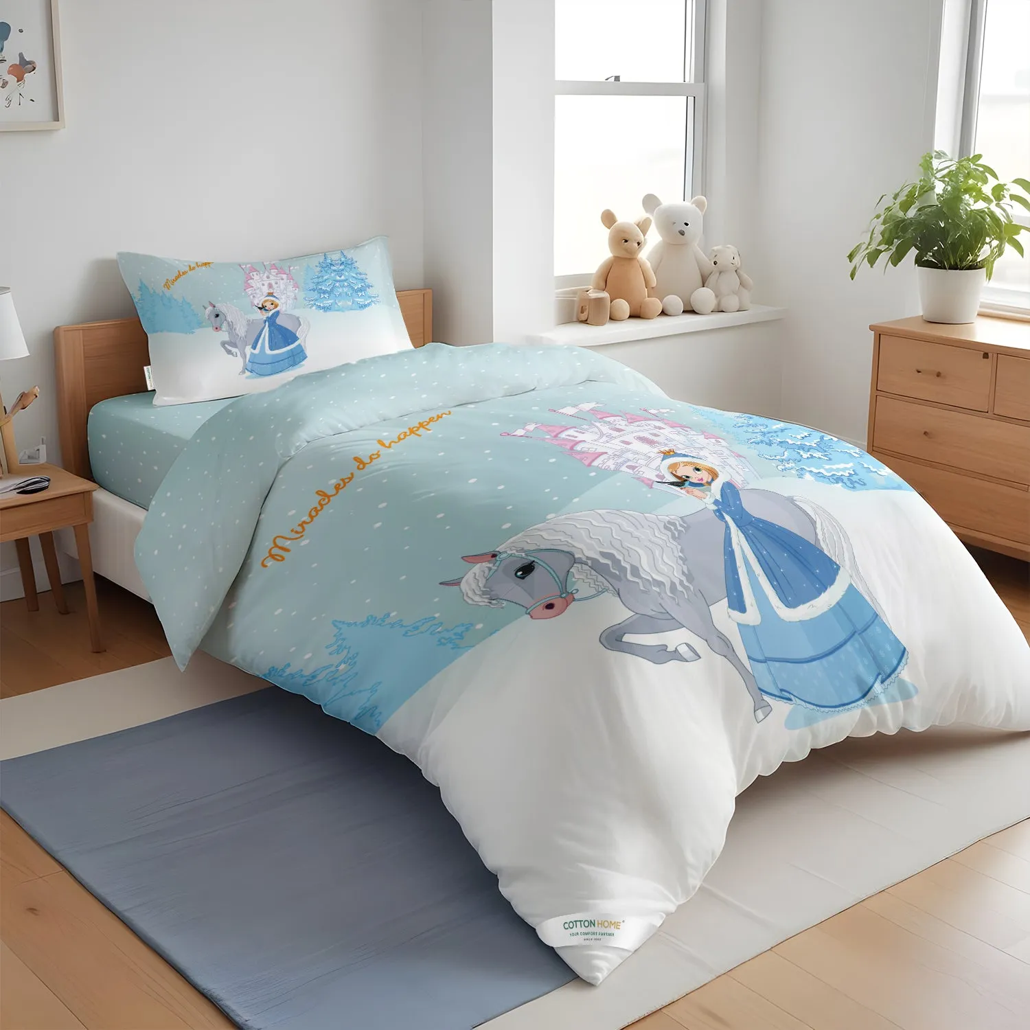 Kids Duvet Cover Set 3 Pcs - Snow Princes Print | 135x220cm | Microfiber | Cotton Home