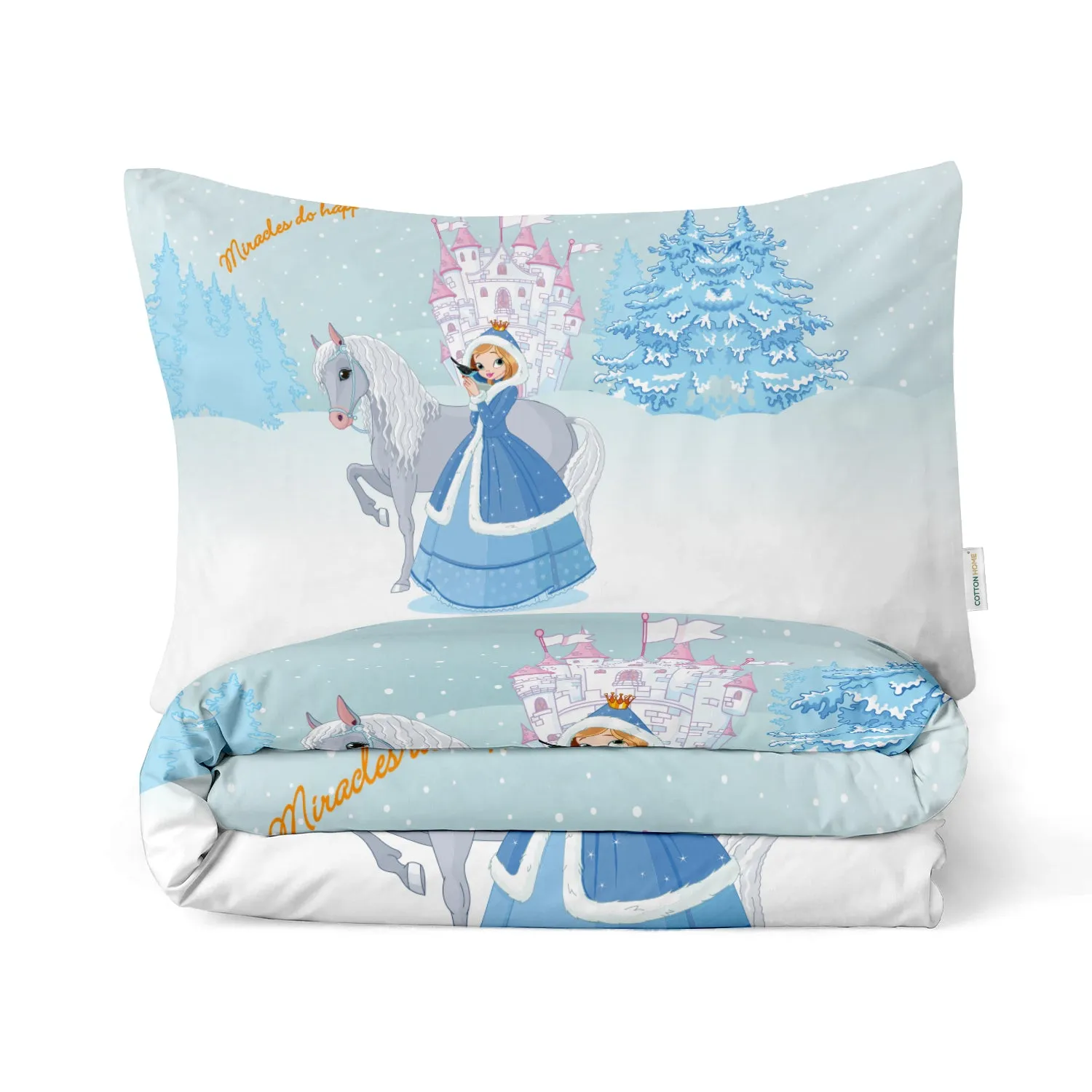 Kids Duvet Cover Set 3 Pcs - Snow Princes Print | 135x220cm | Microfiber | Cotton Home