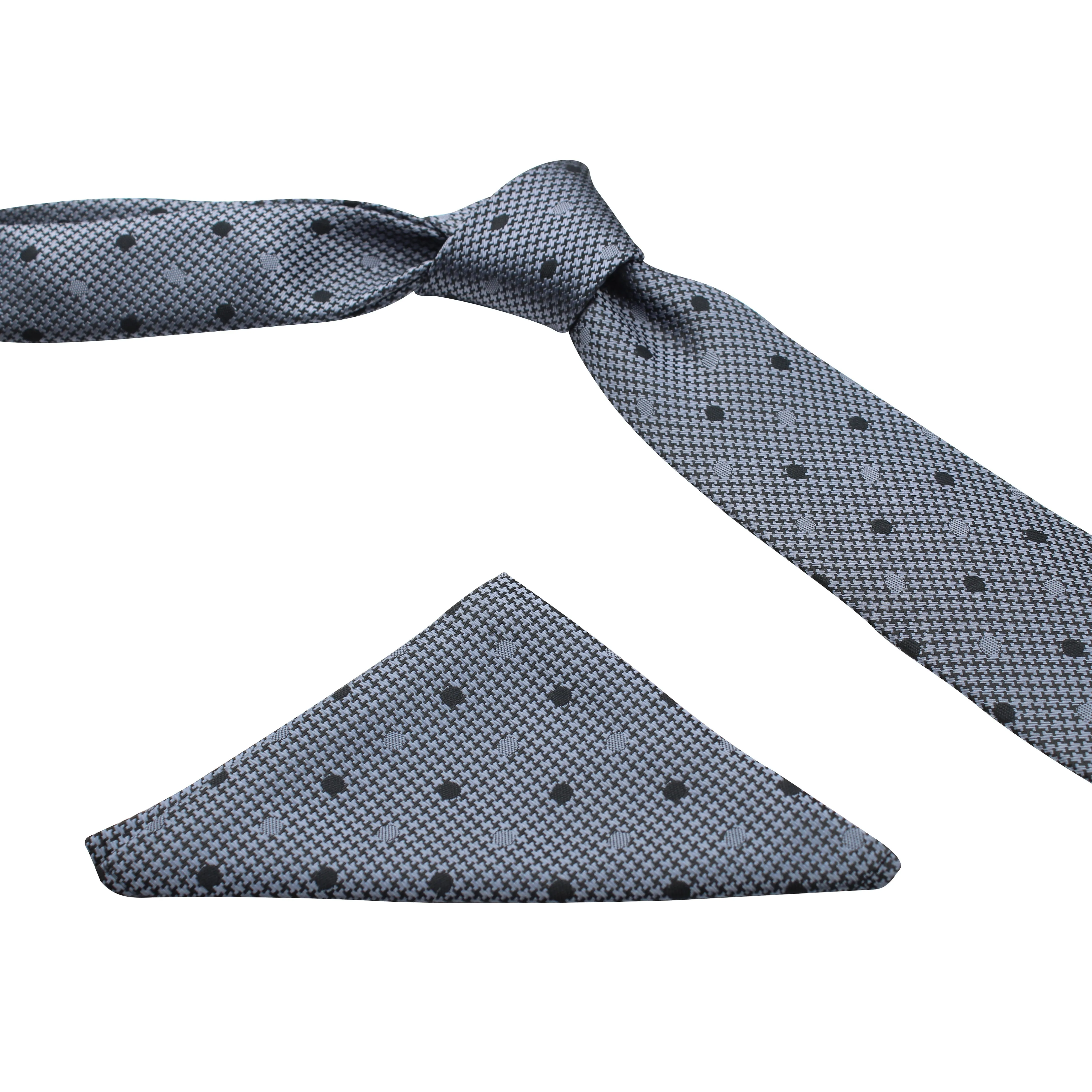 Kovove Black Polka Dot Necktie and Pocket Square Gift Box