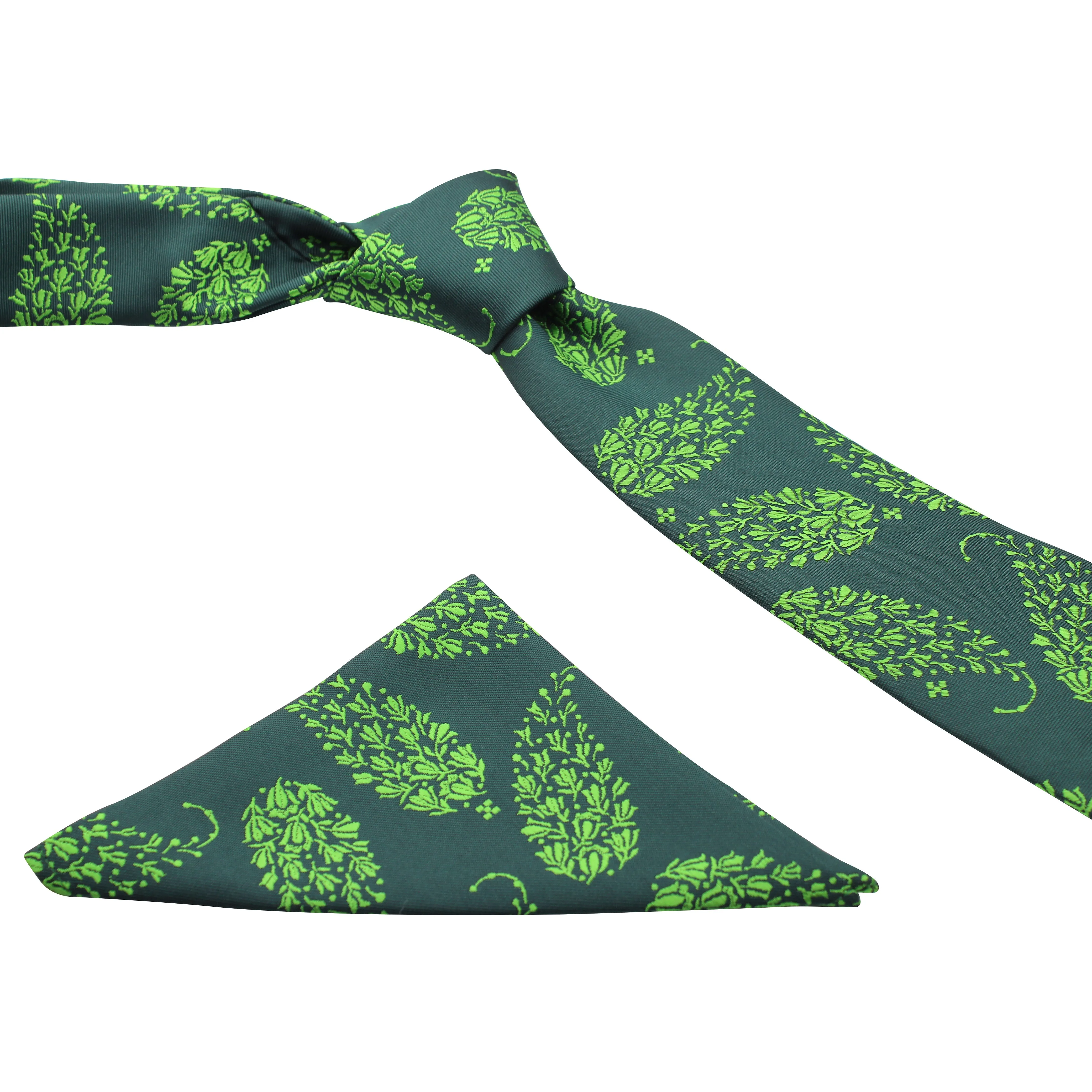 Kovove Green Floral Necktie and Pocket Square Gift Box