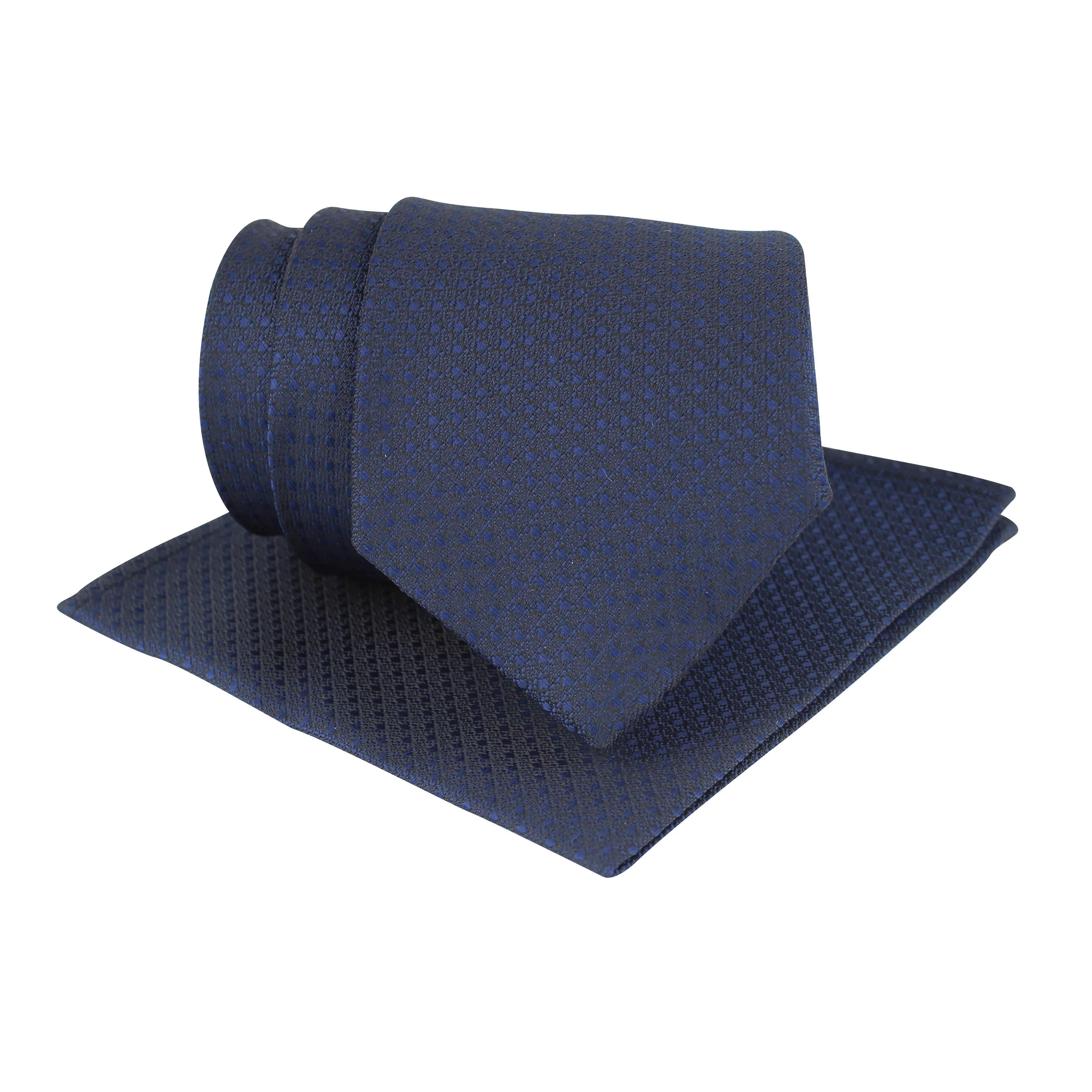 Kovove Pleasing Blue Polka Dot Necktie and Pocket Square Gift Box