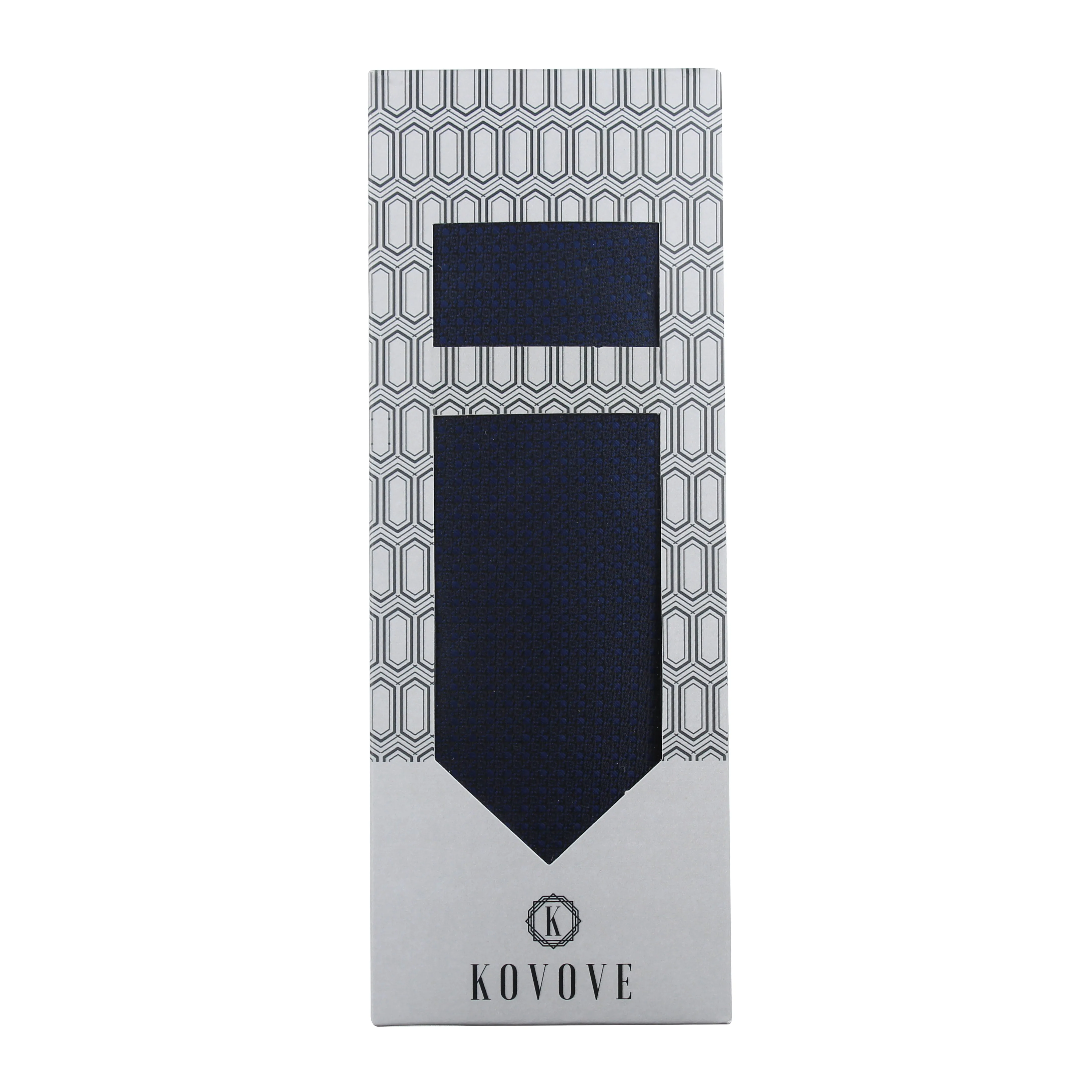 Kovove Pleasing Blue Polka Dot Necktie and Pocket Square Gift Box