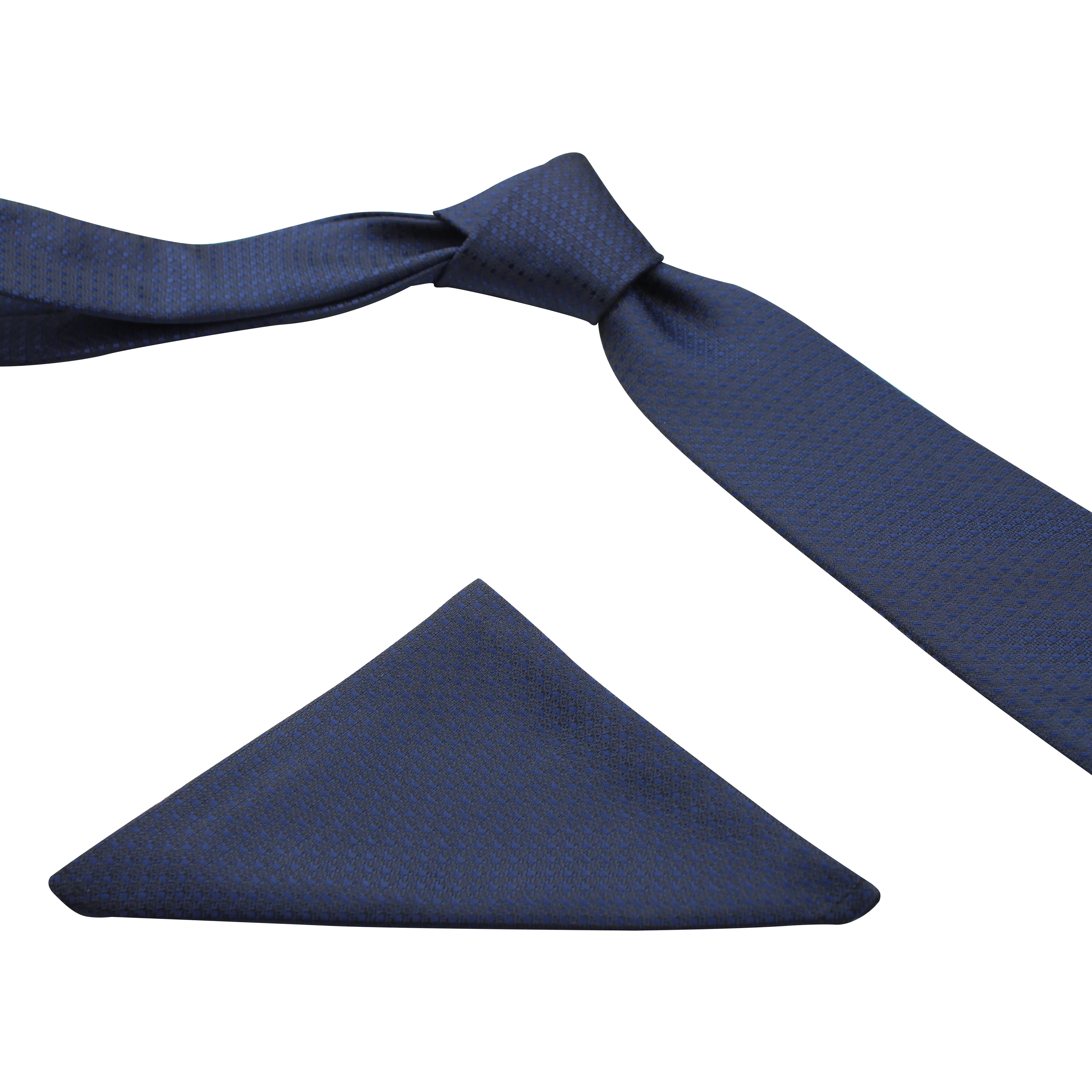 Kovove Pleasing Blue Polka Dot Necktie and Pocket Square Gift Box