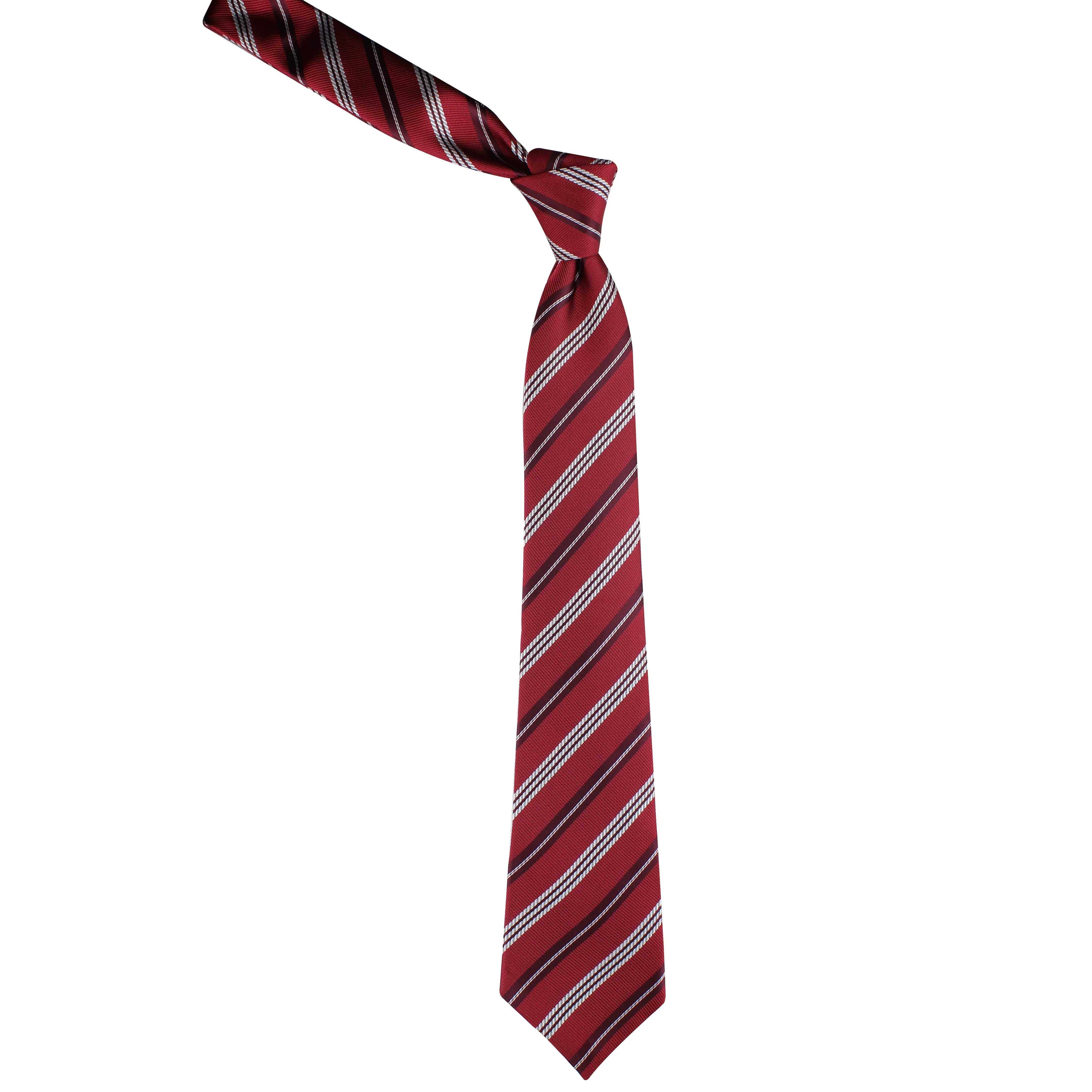 Kovove Red Striped Necktie and Pocket Square Gift Box