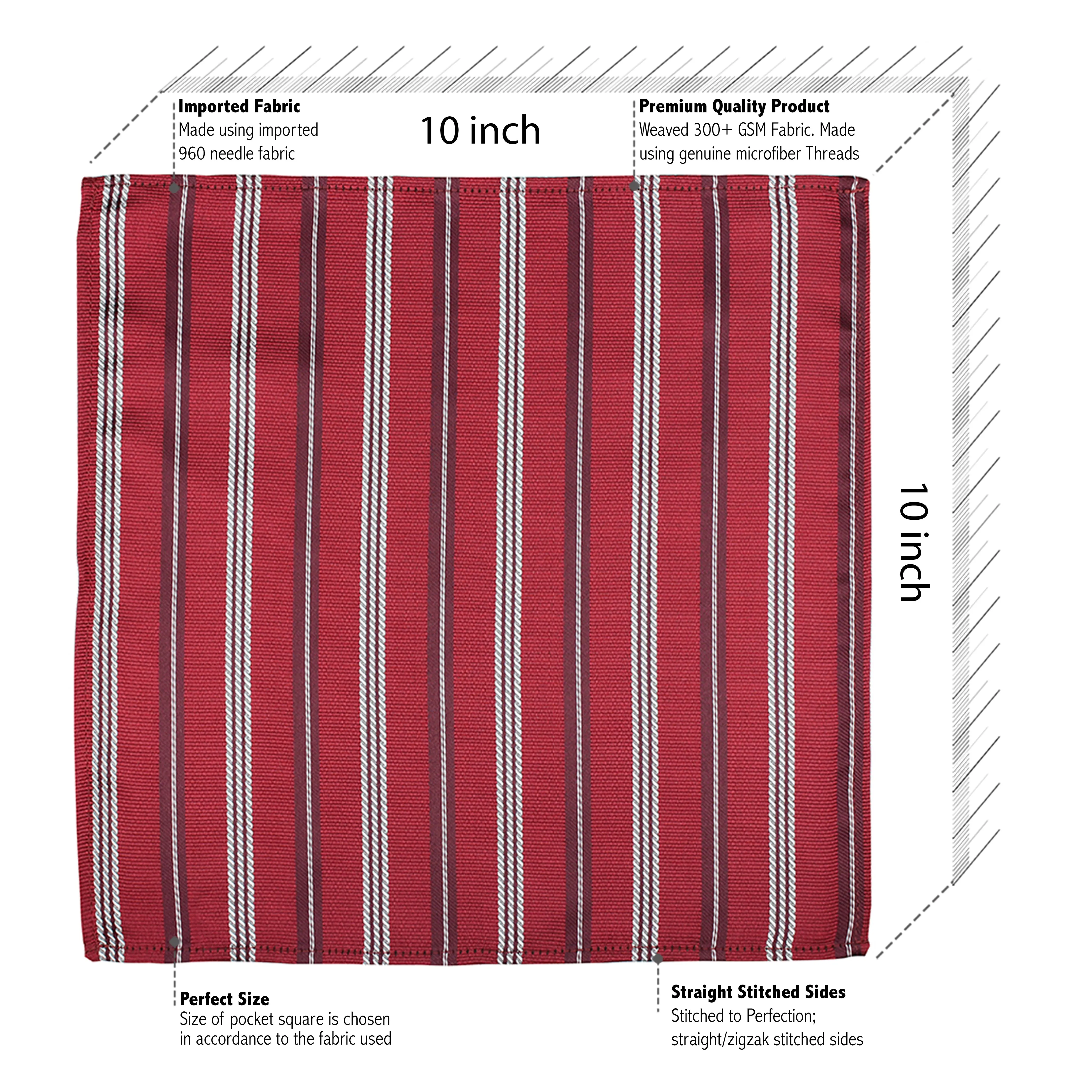 Kovove Red Striped Necktie and Pocket Square Gift Box