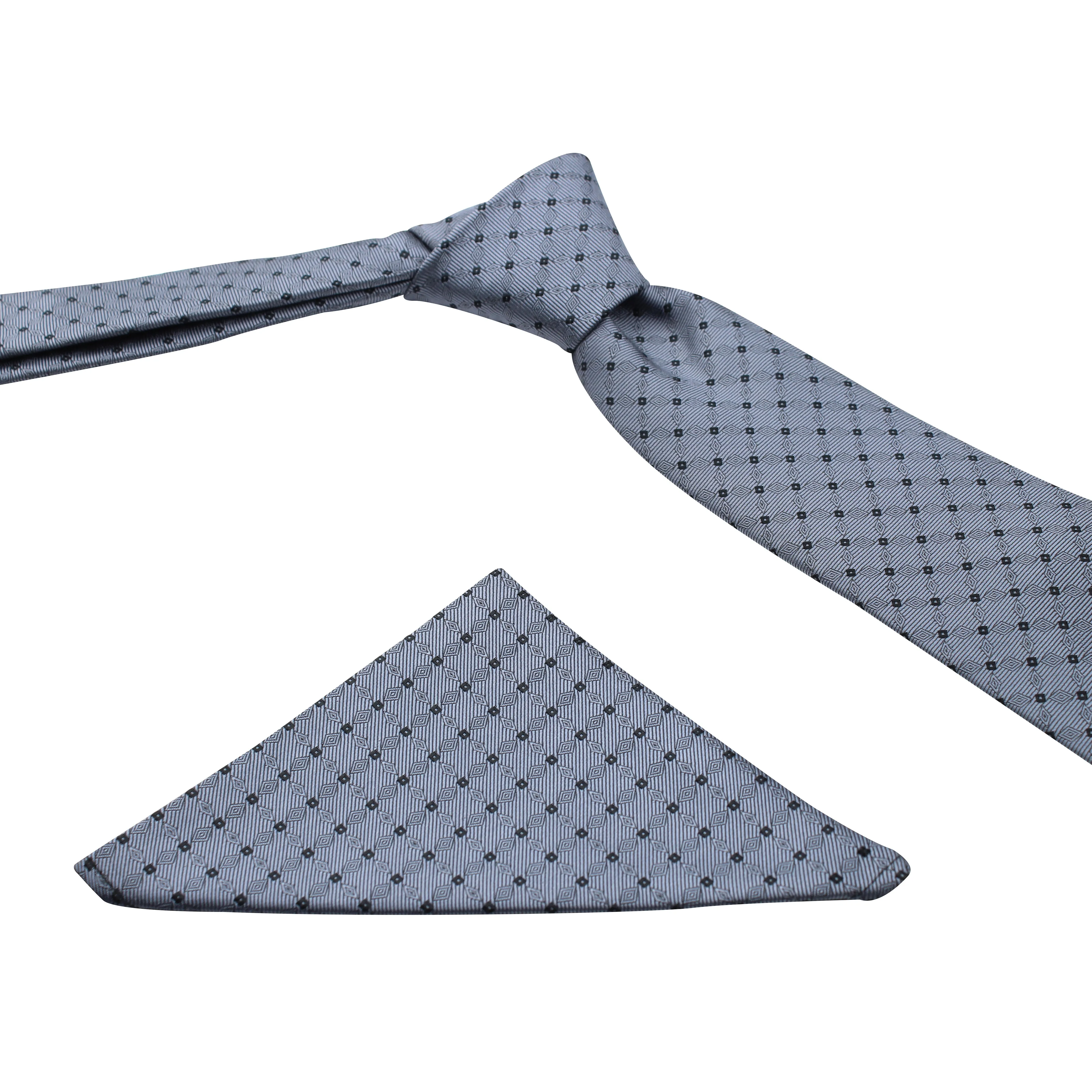 Kovove silver Checkered Necktie and Pocket Square Gift Box