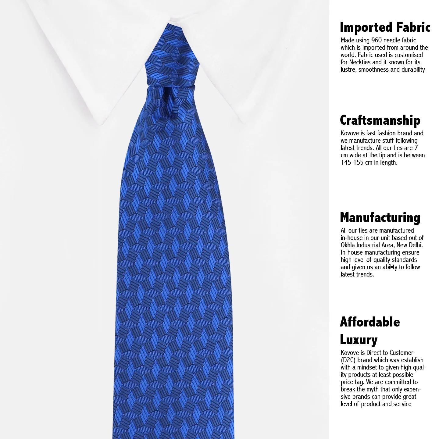 Kovove The Abstractzoid Blue Necktie and Pocket Square Gift Box