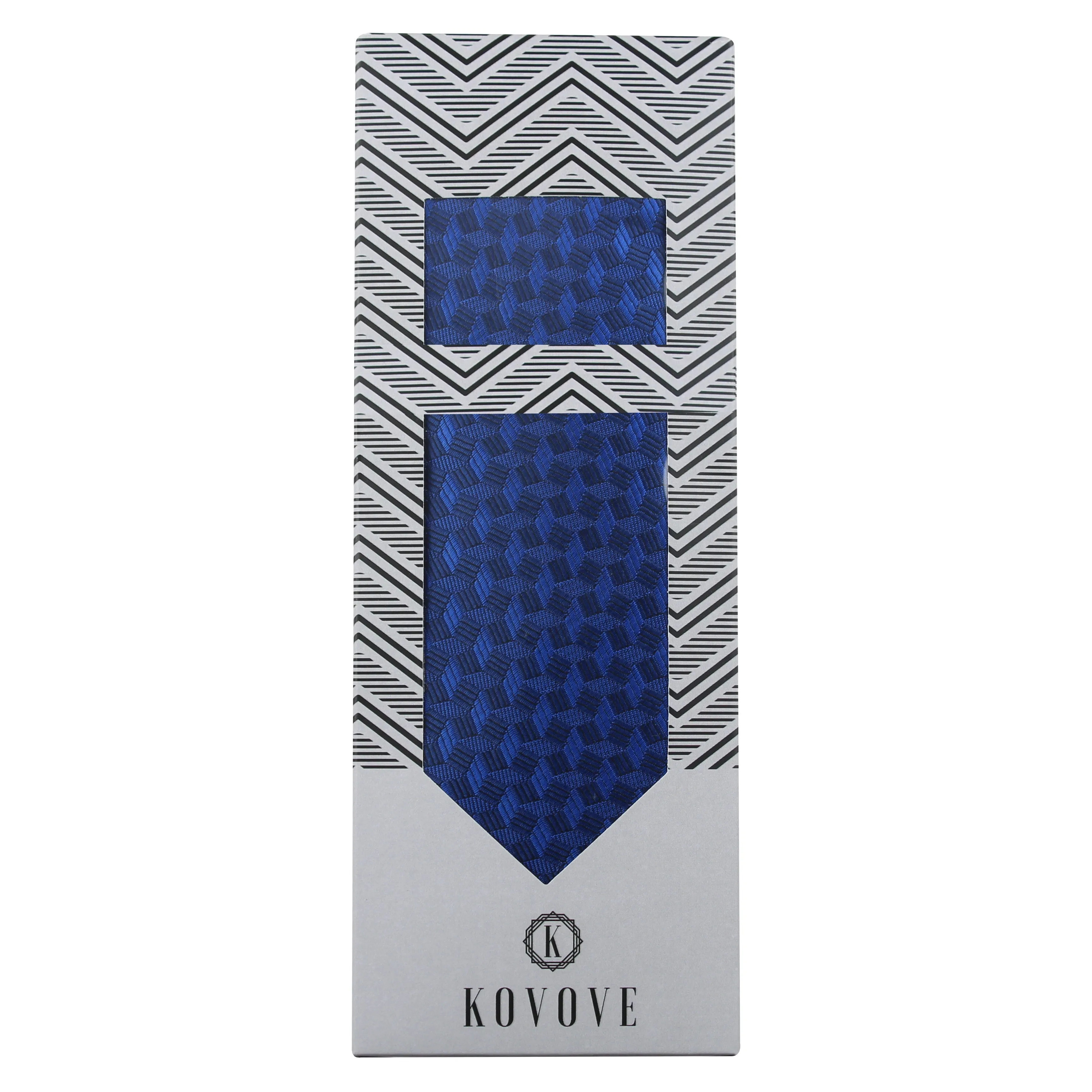 Kovove The Abstractzoid Blue Necktie and Pocket Square Gift Box