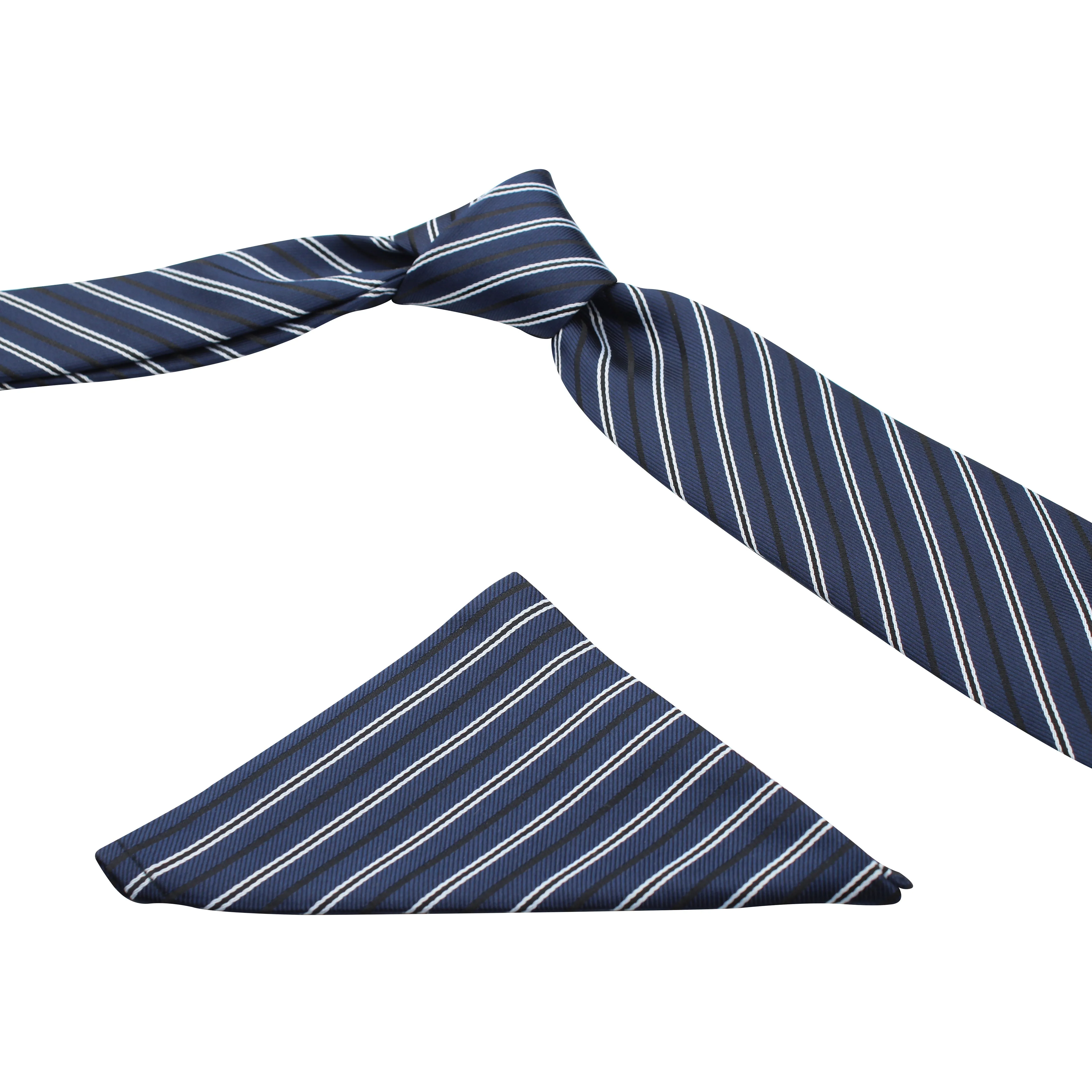 Kovove The Blue Treat Striped Necktie and Pocket Square Gift Box