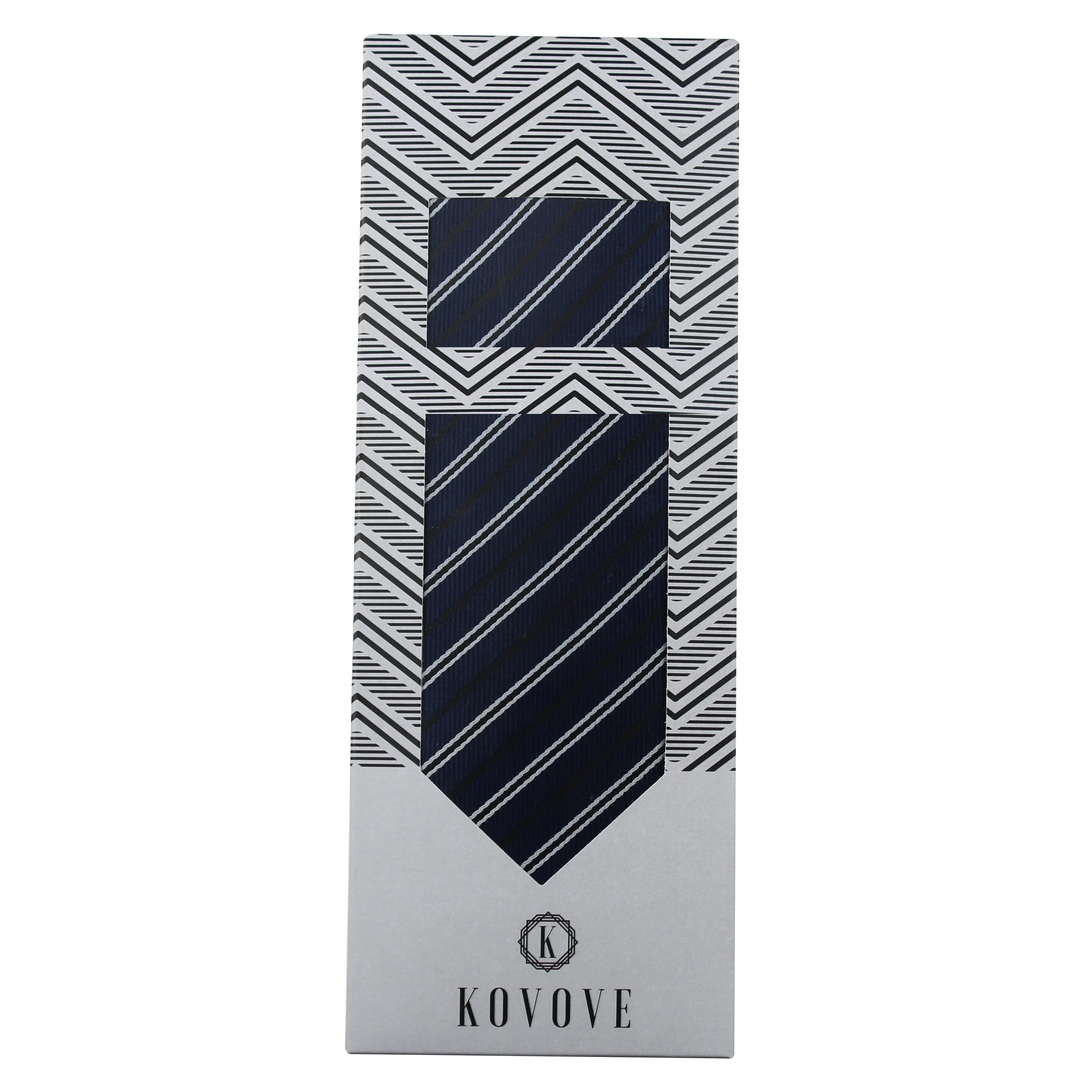 Kovove The Blue Treat Striped Necktie and Pocket Square Gift Box